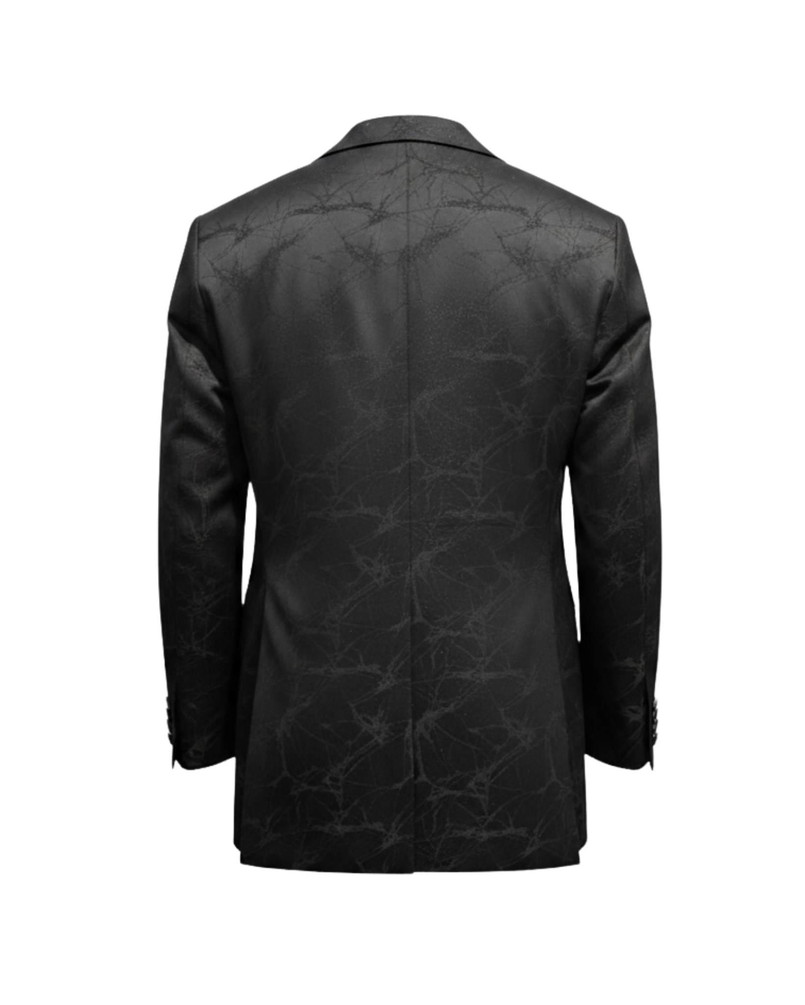 Tailory black spiderweb jacquard tuxedo jacket back view