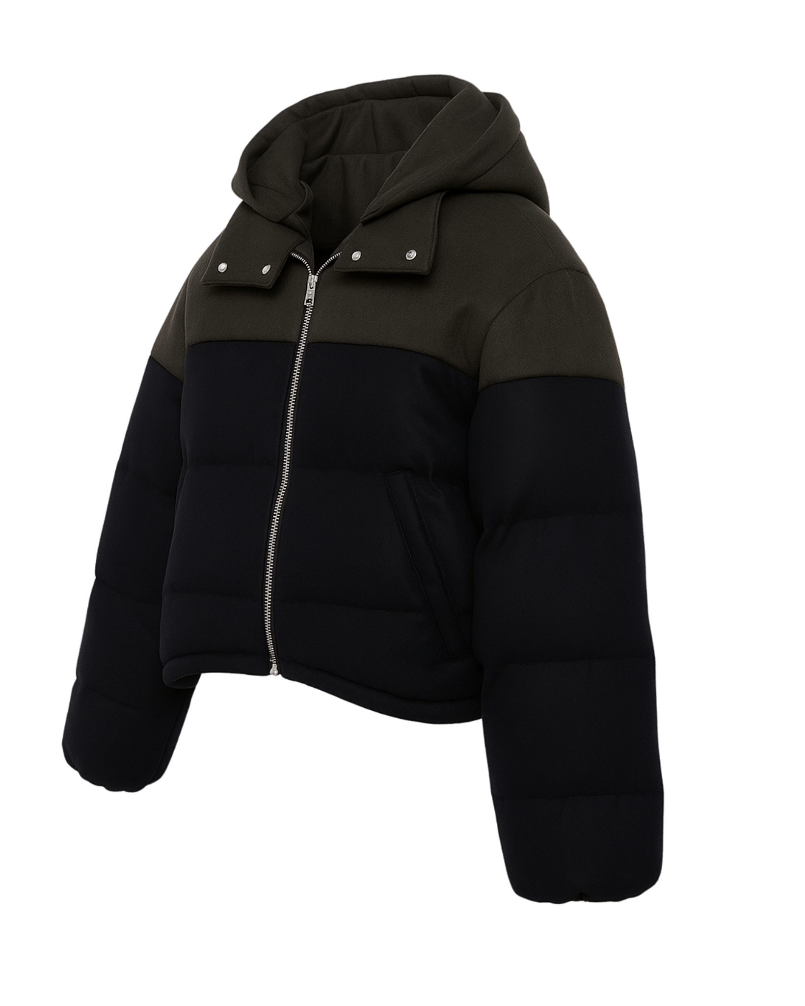 Tailory black cropped padded puffer jacket side view