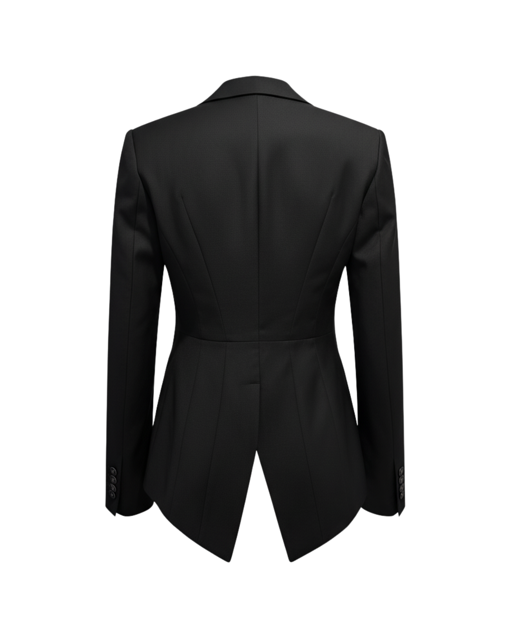 Tailory black cutaway tailored jacket back view