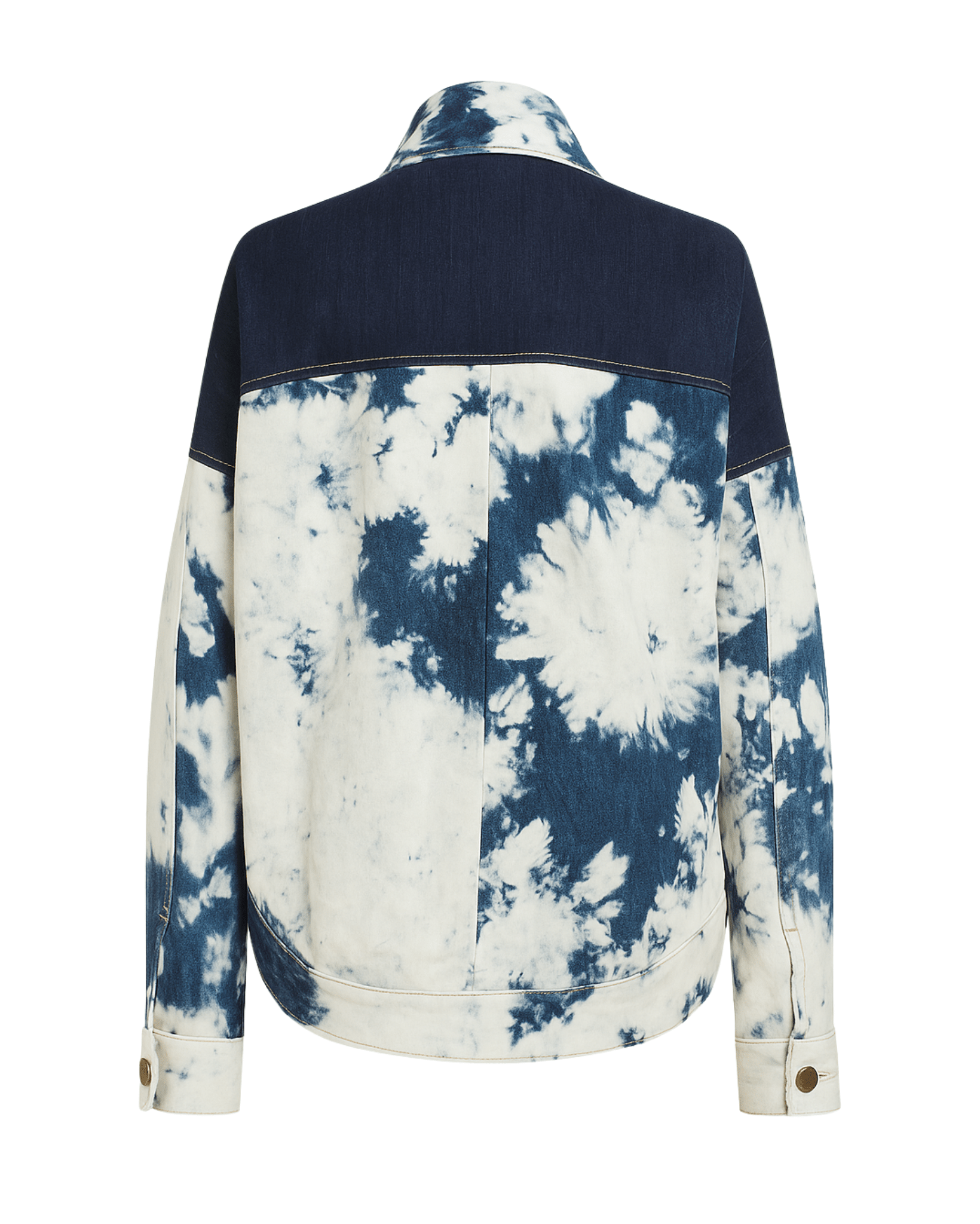 Tailory blue and white tie-dye denim jacket back view