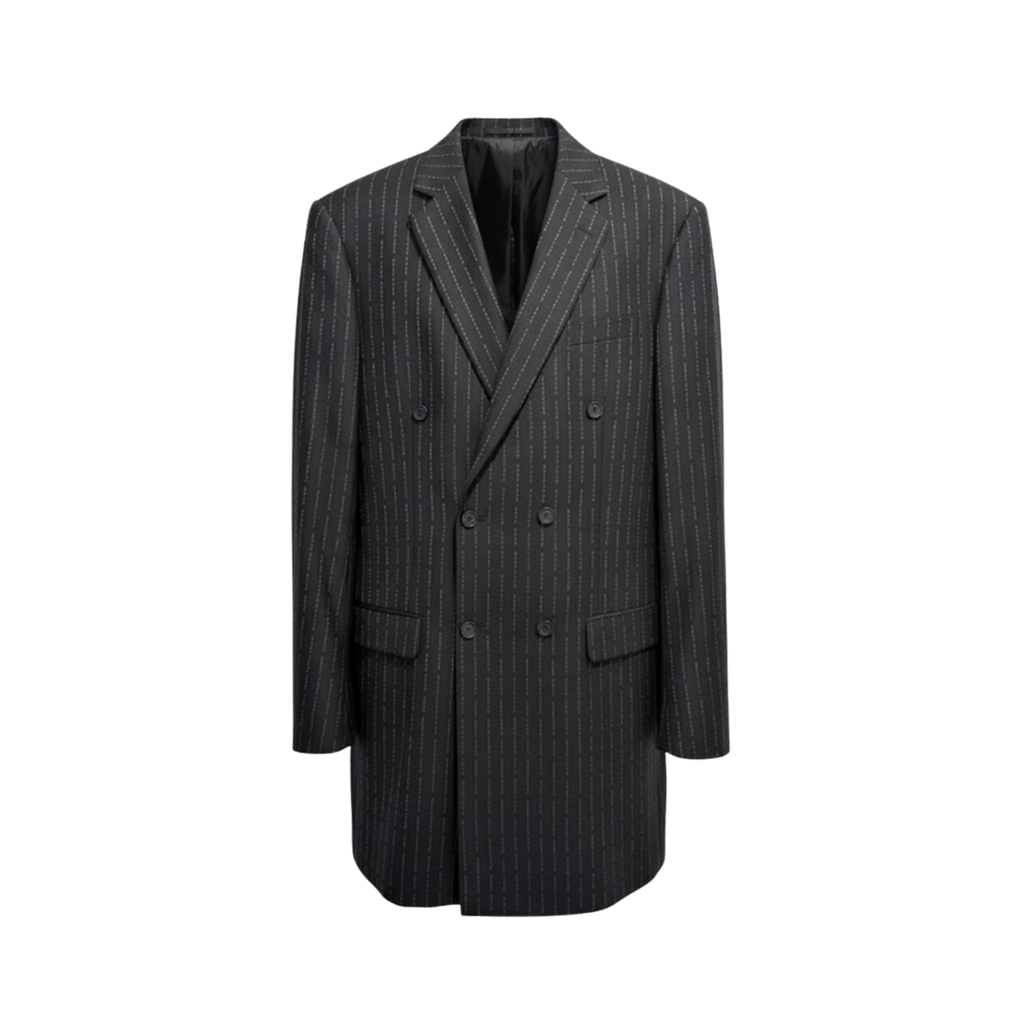 Tailory charcoal pinstripe structured double-breasted jacket front view