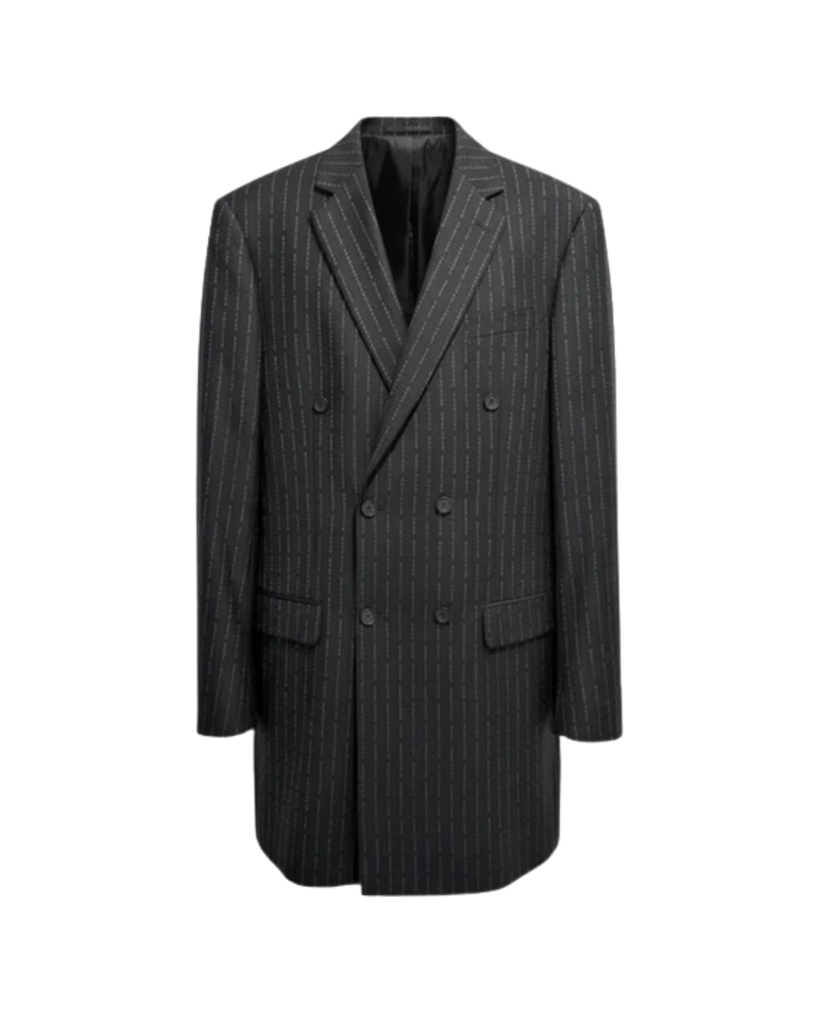 Tailory charcoal pinstripe structured double-breasted jacket front view