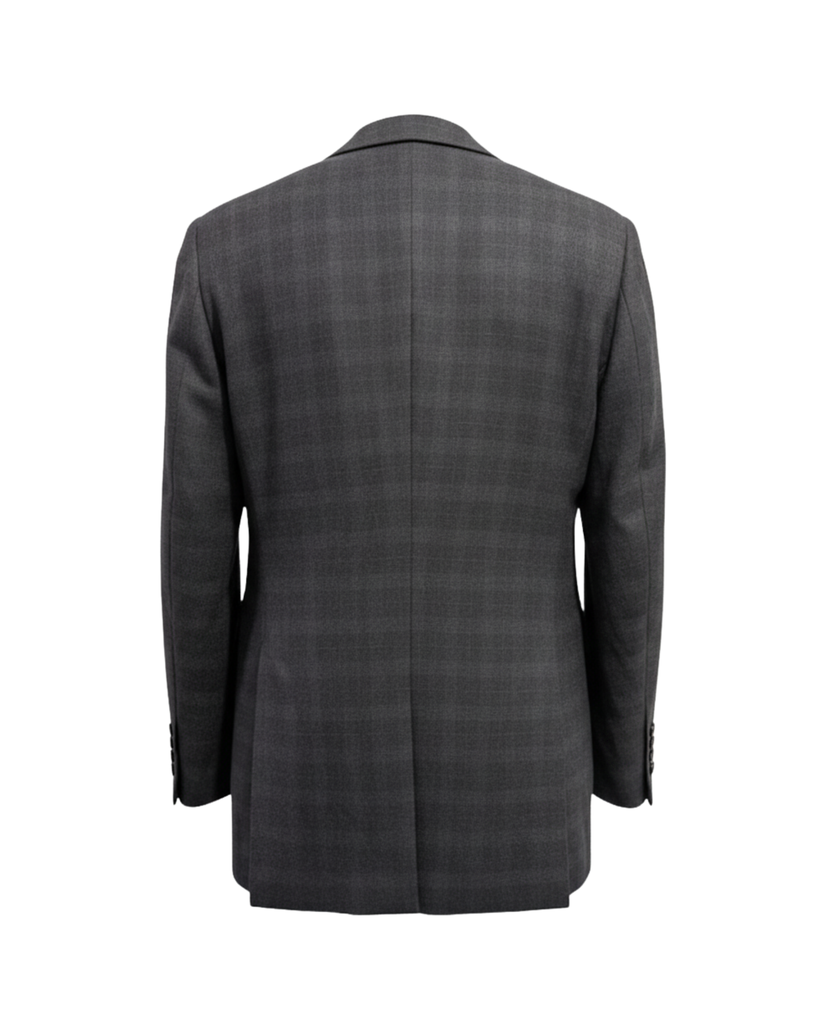 Tailory grey flannel double-breasted jacket back view