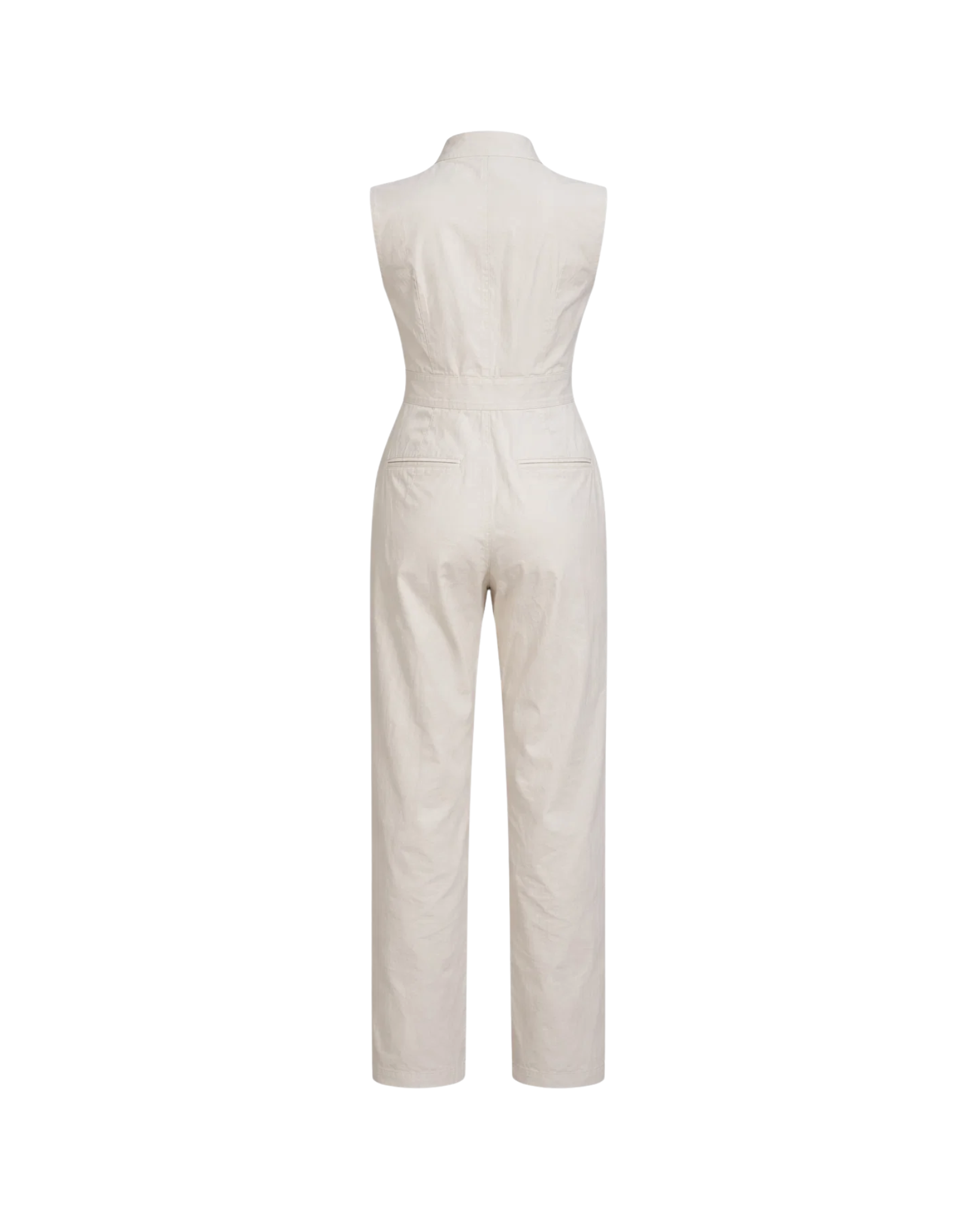 Tailory beige and lavender tailored jumpsuit back view