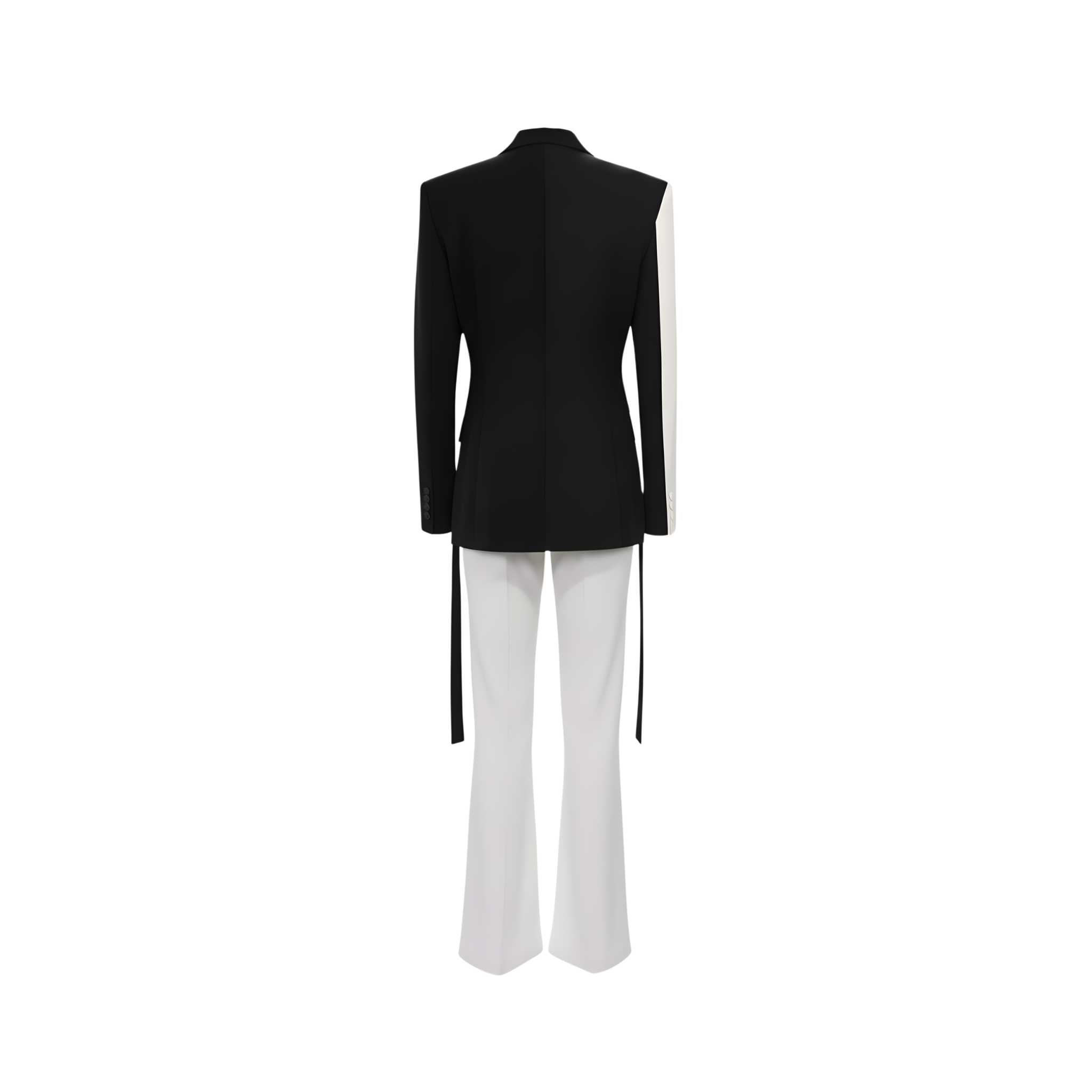 Tailory black and white asymmetric colorblock jumpsuit back view