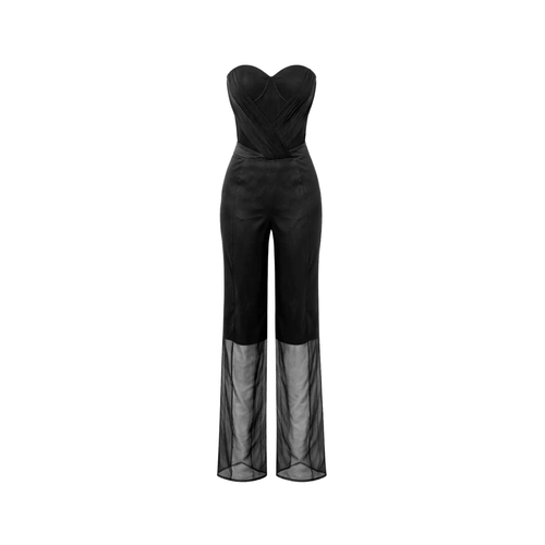 Tailory_Jumpsuit_Black_Strapless_SheerHem_FrontView