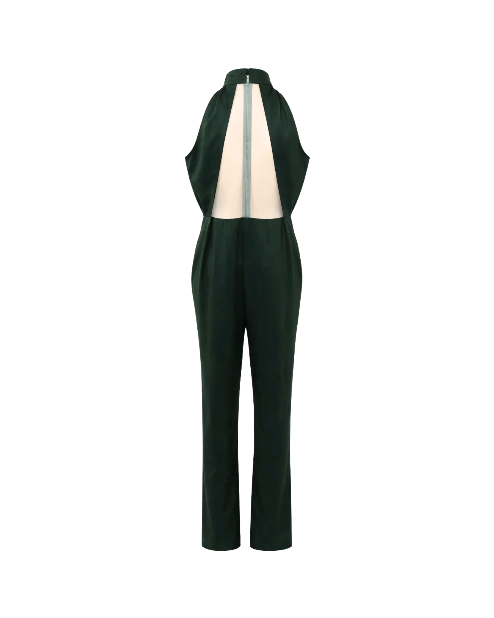 Tailory_Jumpsuit_ForestGreen_Halter_BackView