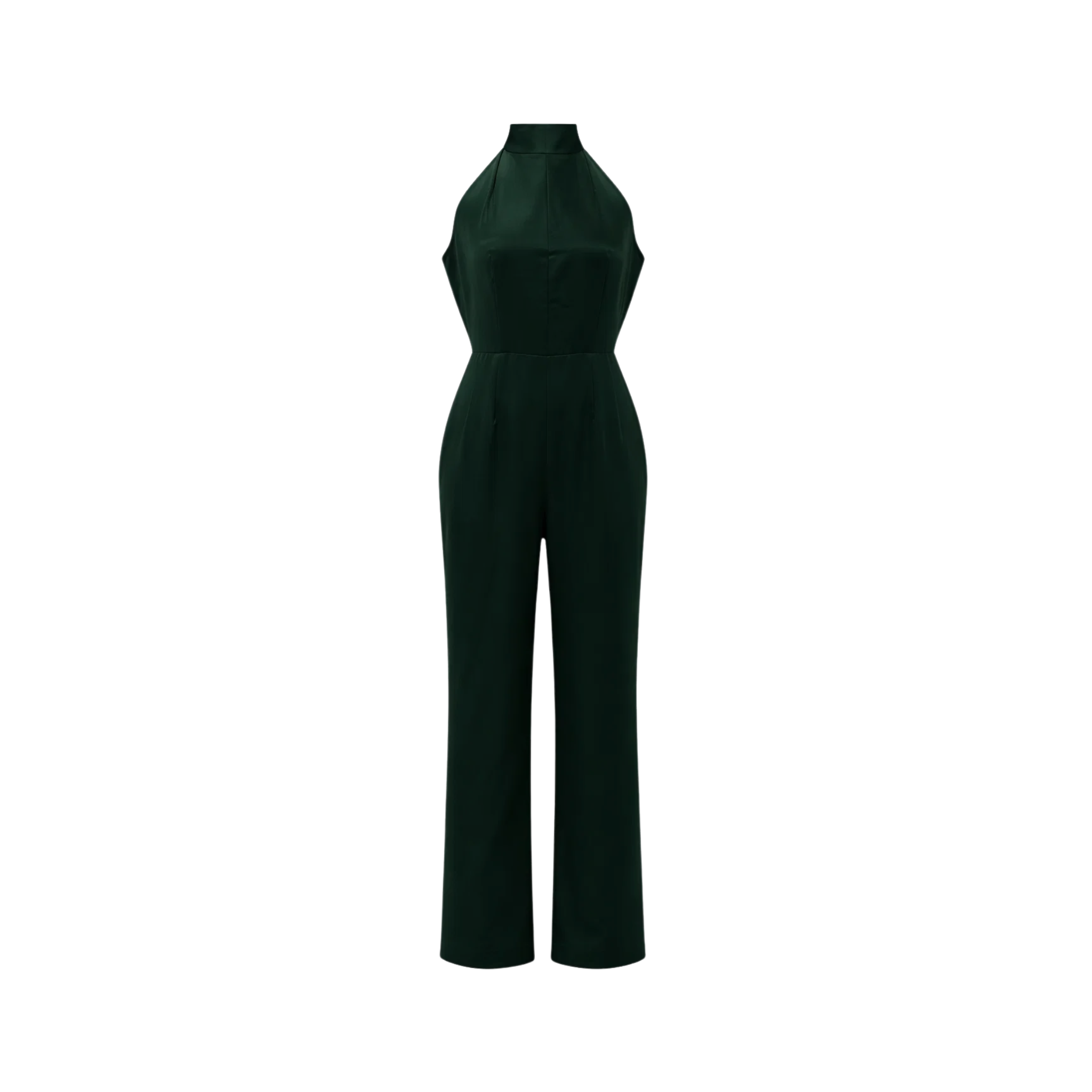 Tailory forest green halter wide-leg jumpsuit front view
