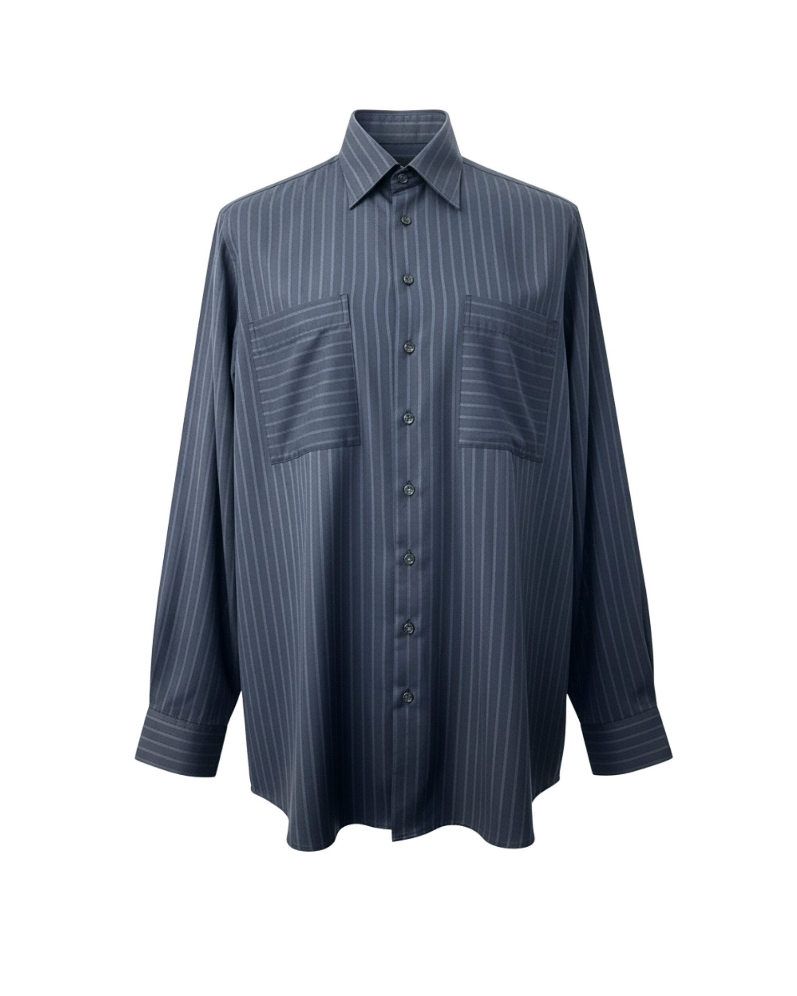 Tailory navy pinstripe oversized shirt front view