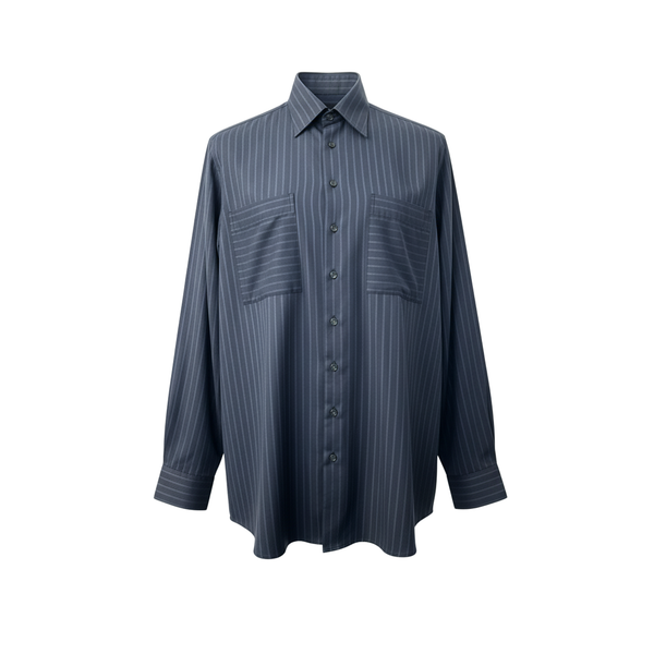 Tailory navy pinstripe oversized shirt front view