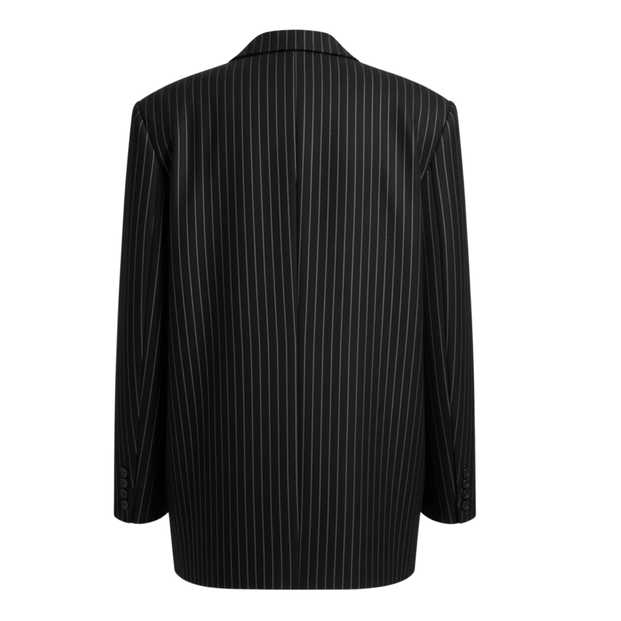Tailory black white pinstripe oversized blazer back view