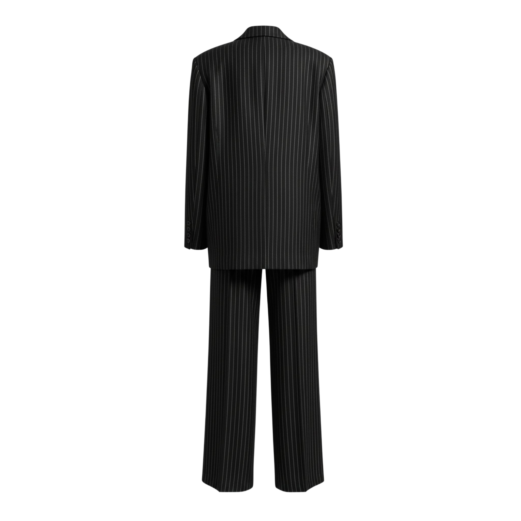 Tailory black white pinstripe oversized blazer back view
