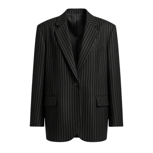 Tailory black white pinstripe oversized blazer front view