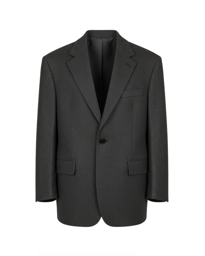 Tailory heather charcoal oversized unstructured blazer front view