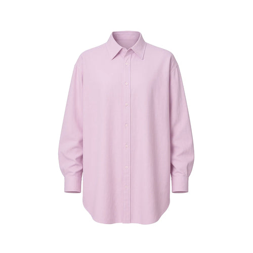 Tailory baby pink oversized button-up shirt front view