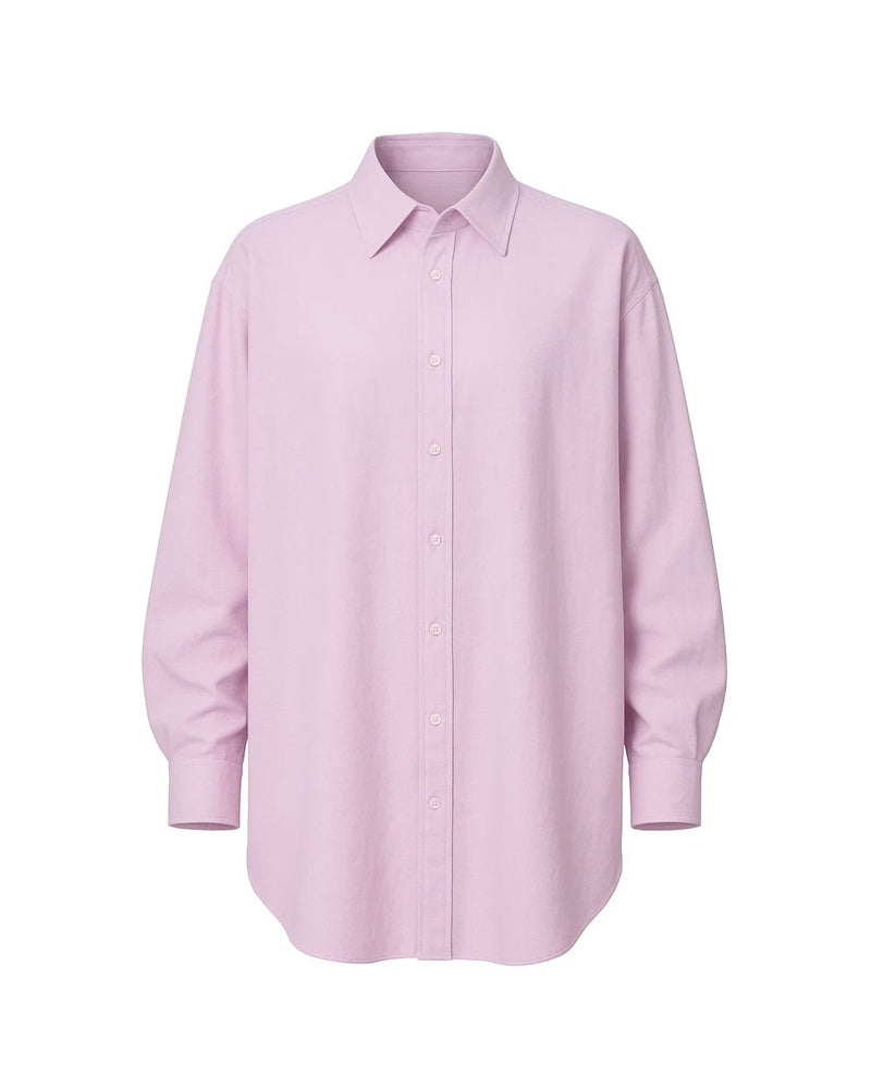 Tailory baby pink oversized button-up shirt front view