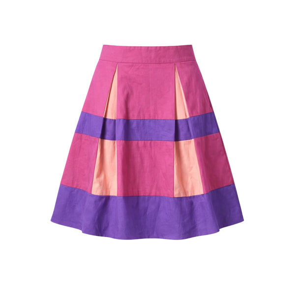 Tailory multicolor purple panelled skirt front view
