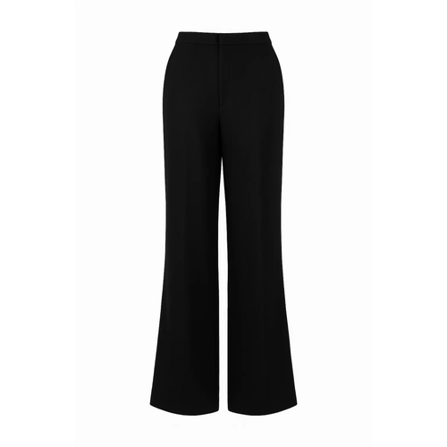 Tailory black wide leg women’s suit pants high-rise front view