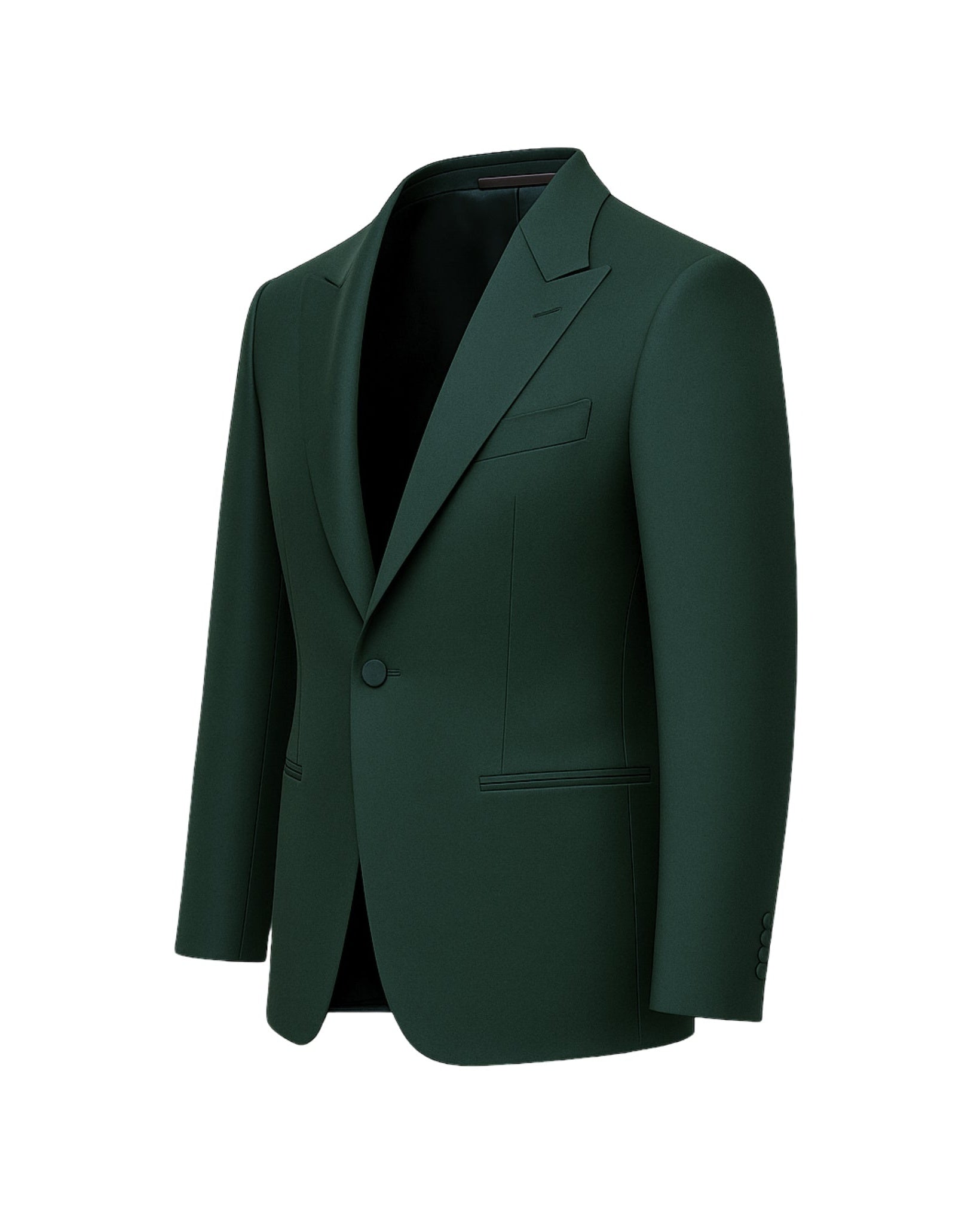 Tailory hunter green peak lapel wool dinner jacket side view