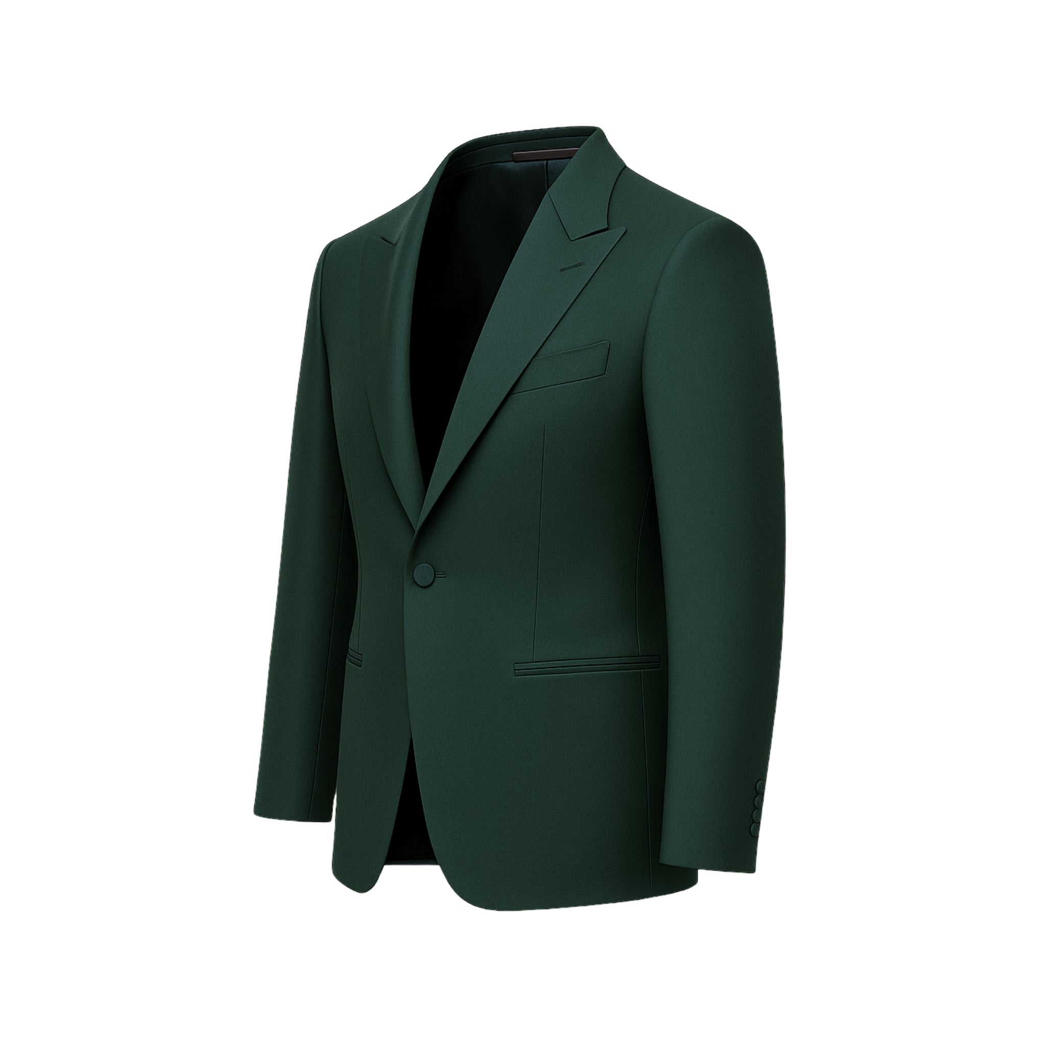 Tailory hunter green peak lapel wool dinner jacket side view