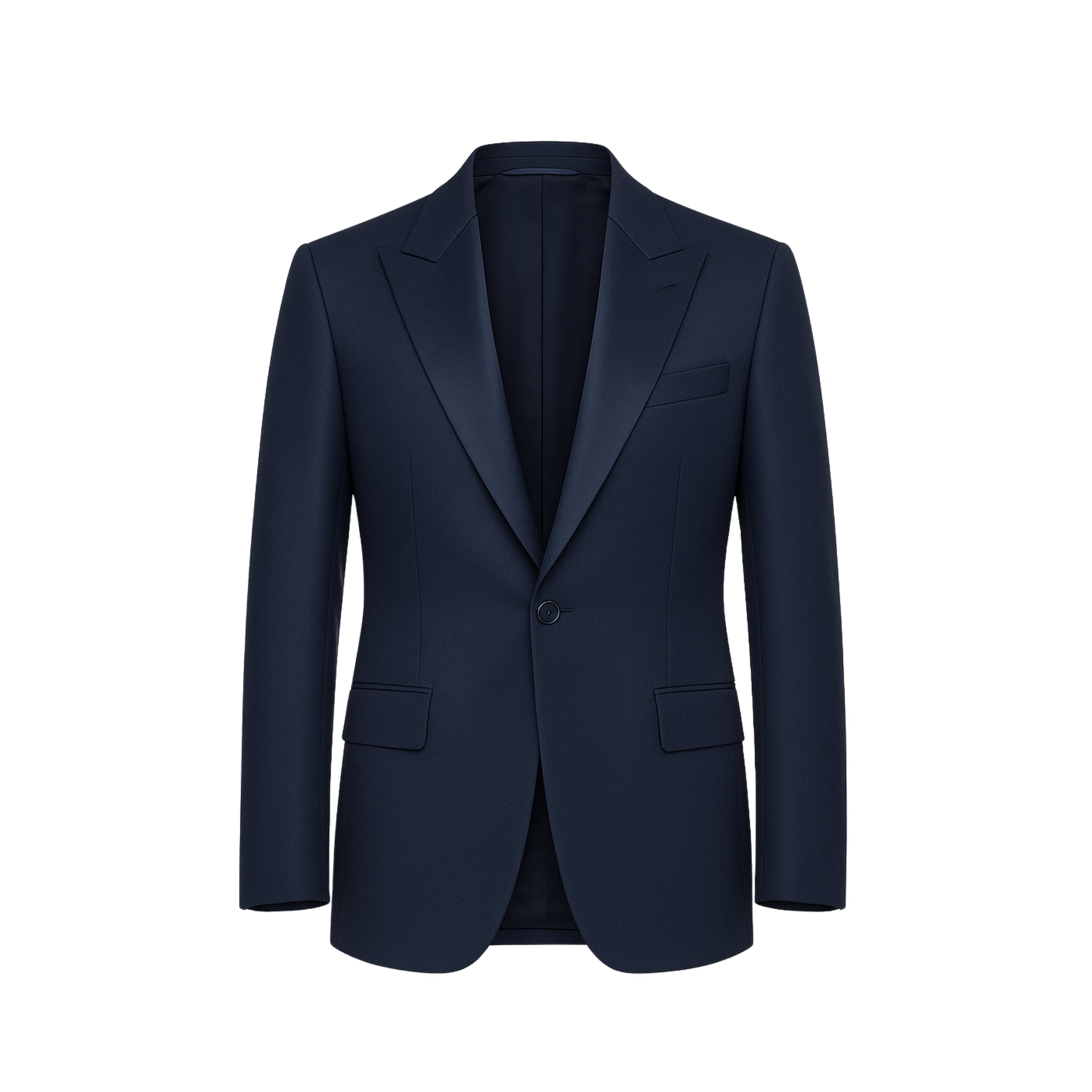 Tailory midnight blue peak lapel wool dinner jacket front view