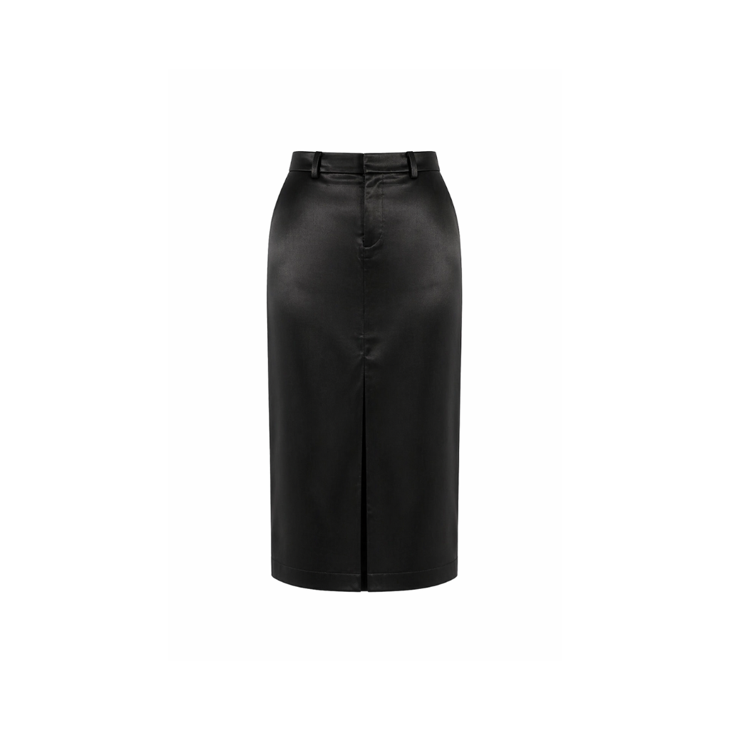 Tailory black pencil skirt front slit front view