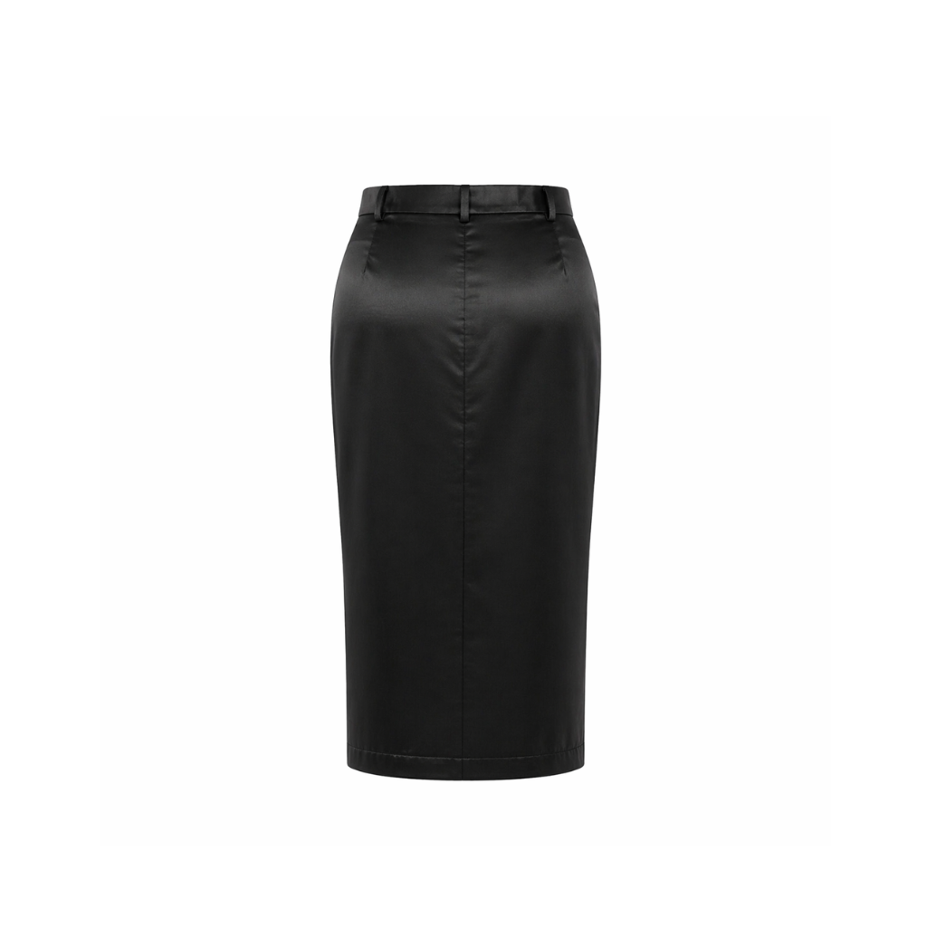 Tailory black pencil skirt smooth finish back view