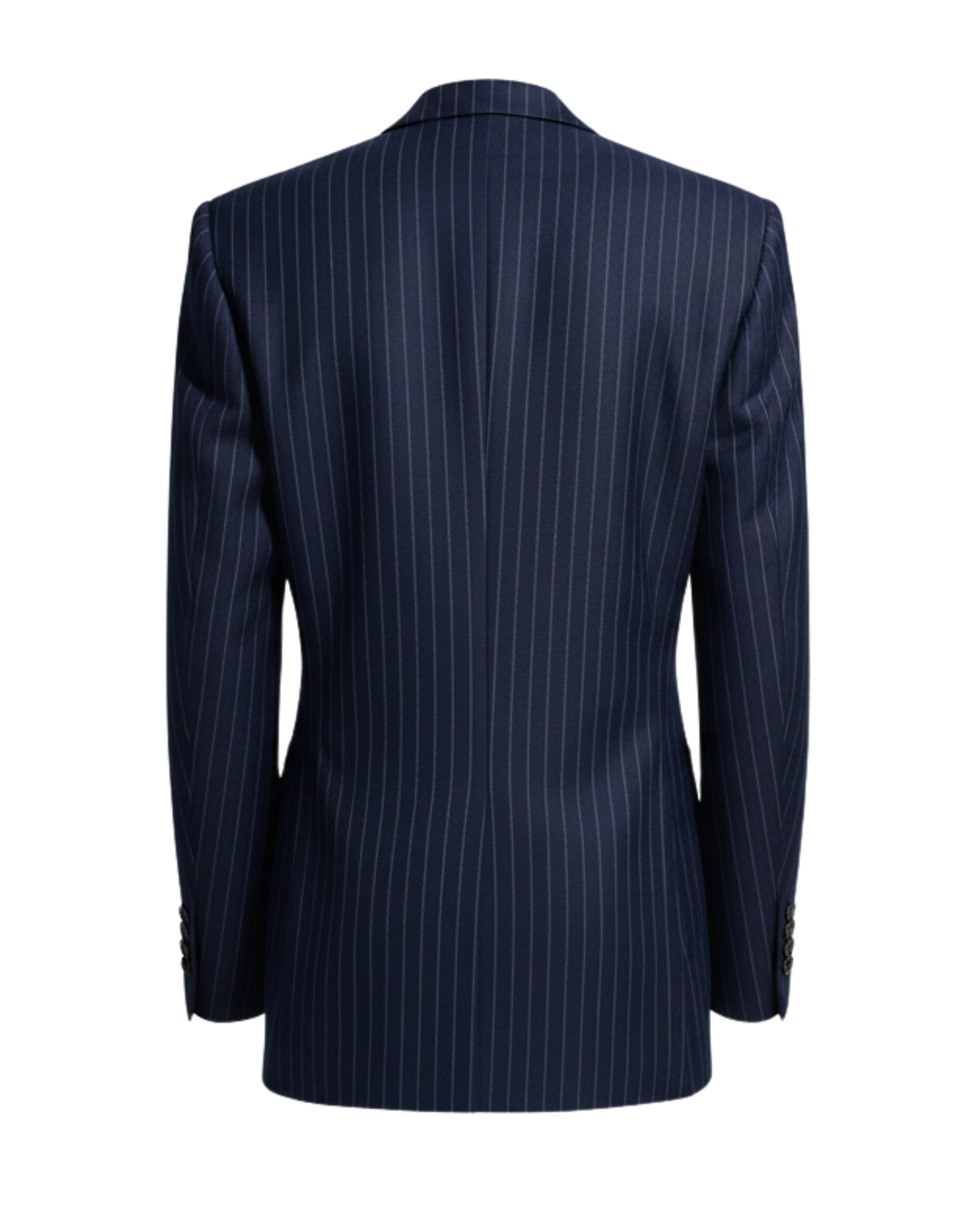 Tailory navy white pinstripe oversized blazer back view