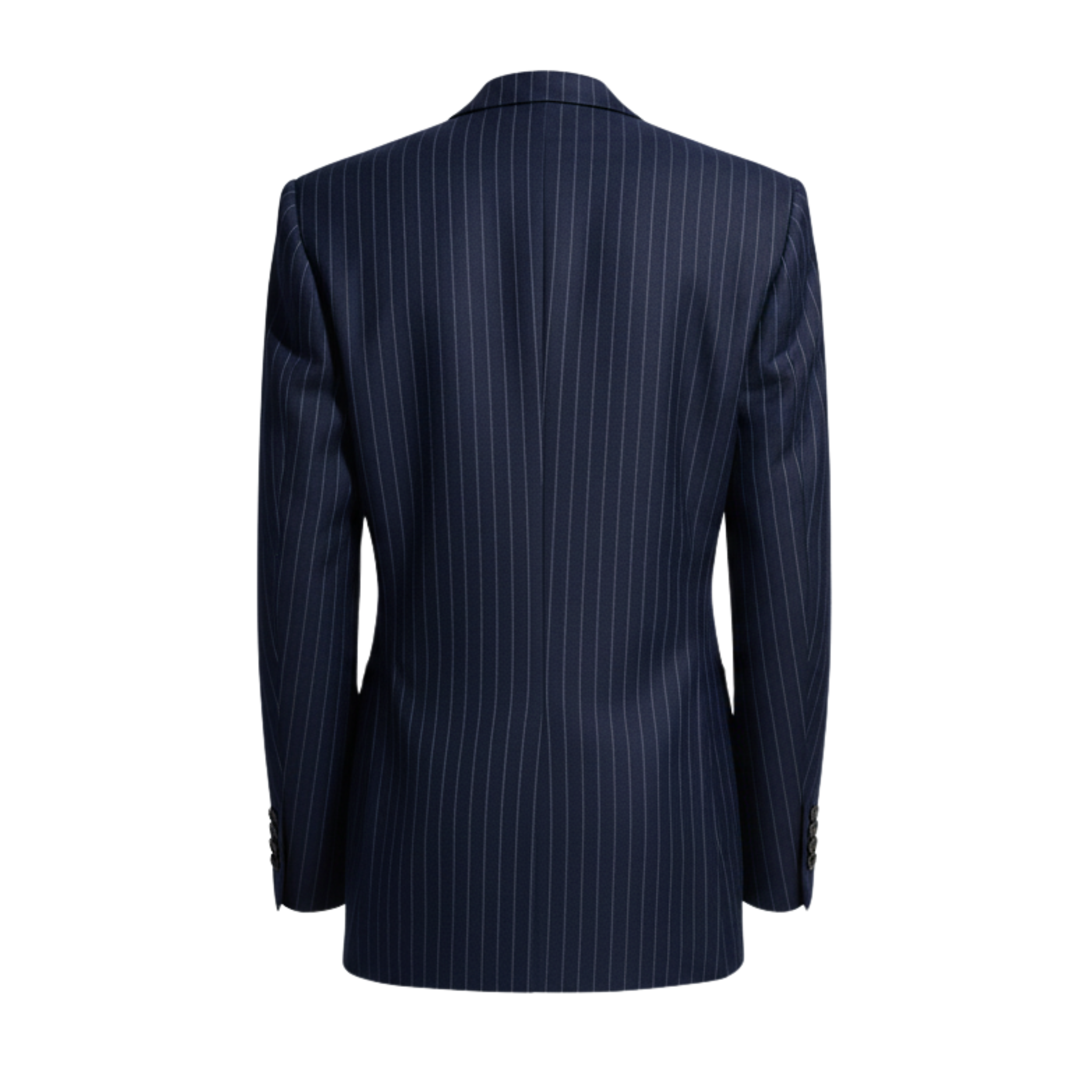 Tailory navy white pinstripe oversized blazer back view
