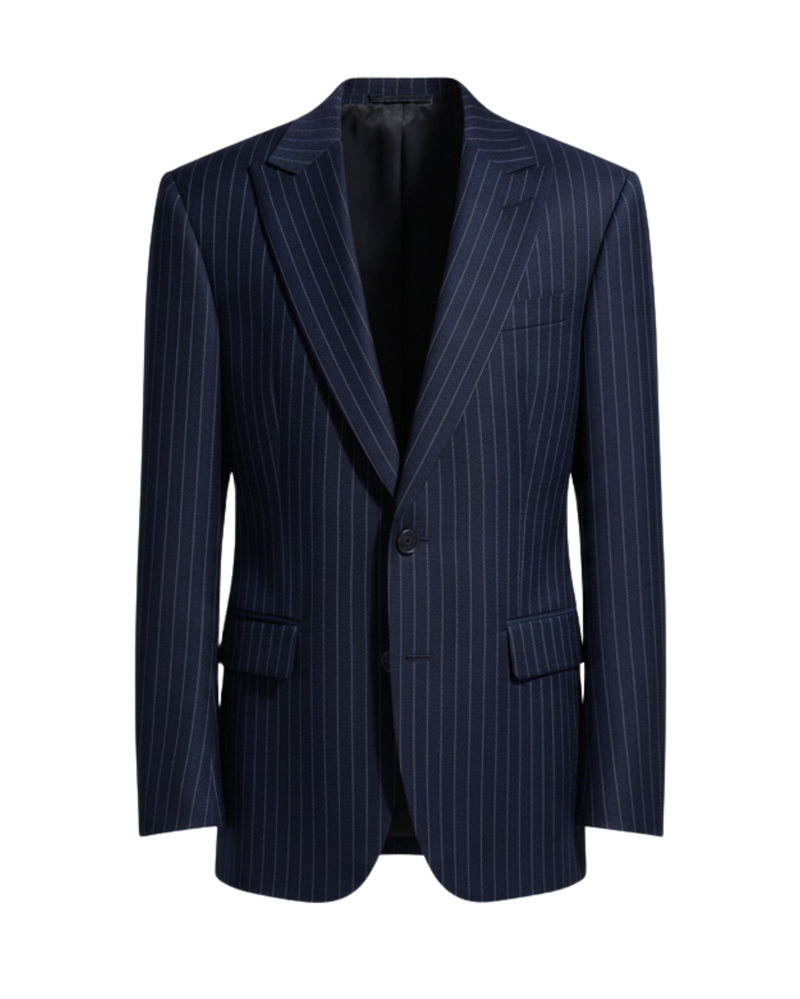 Tailory navy white pinstripe oversized blazer front view