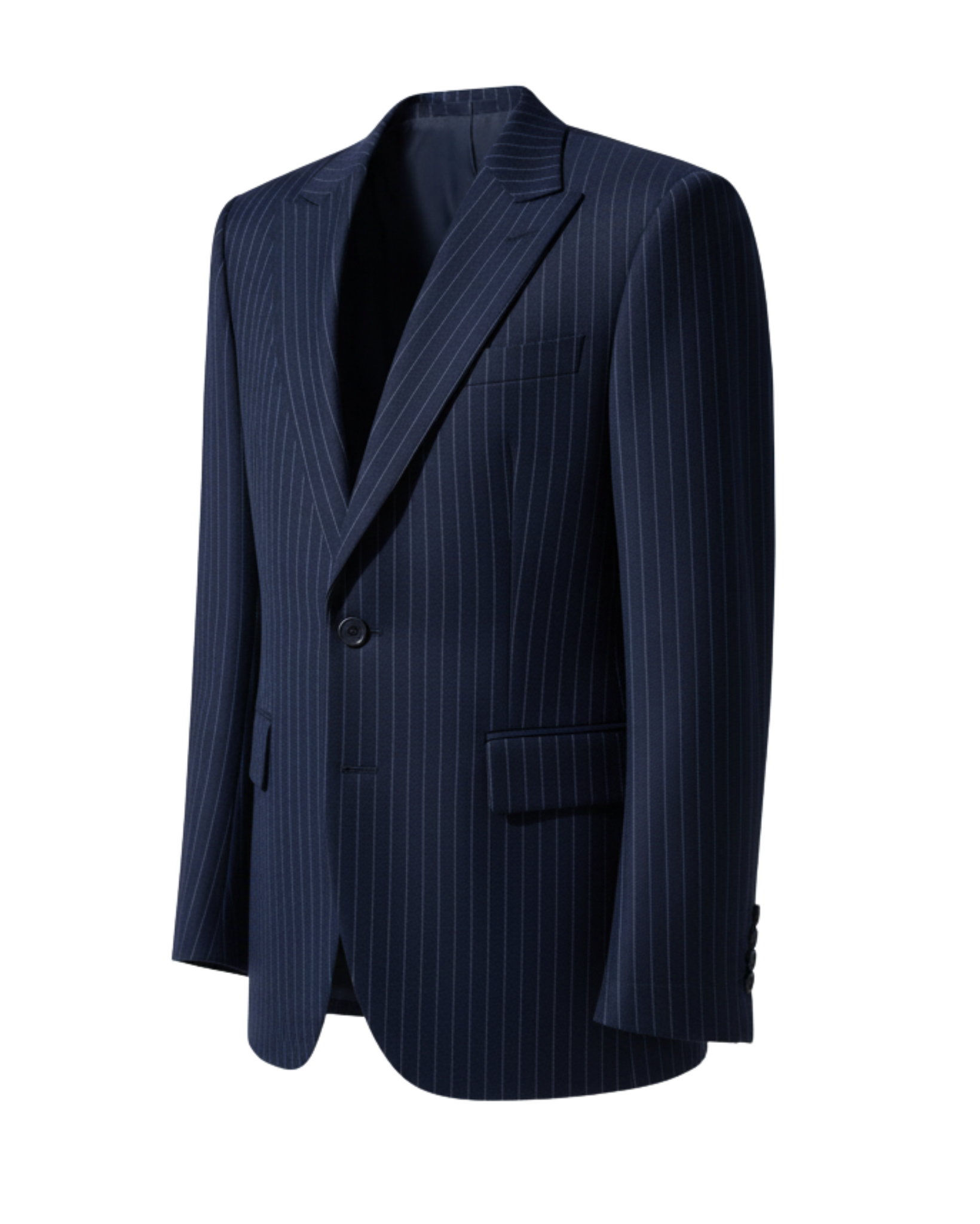 Tailory navy white pinstripe oversized blazer side view