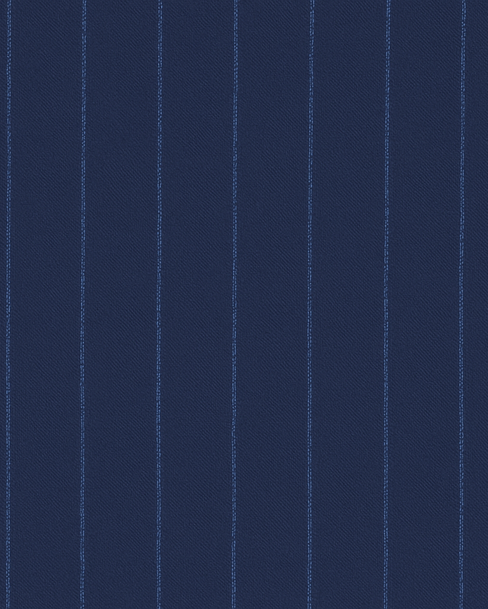 Navy blue fabric with thin white pinstripes