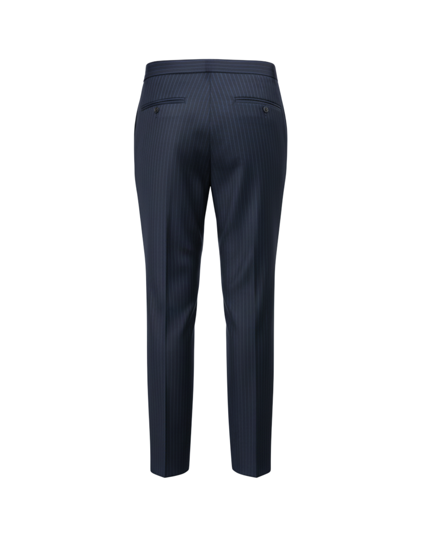 Tailory blue pinstripe wool trousers back view