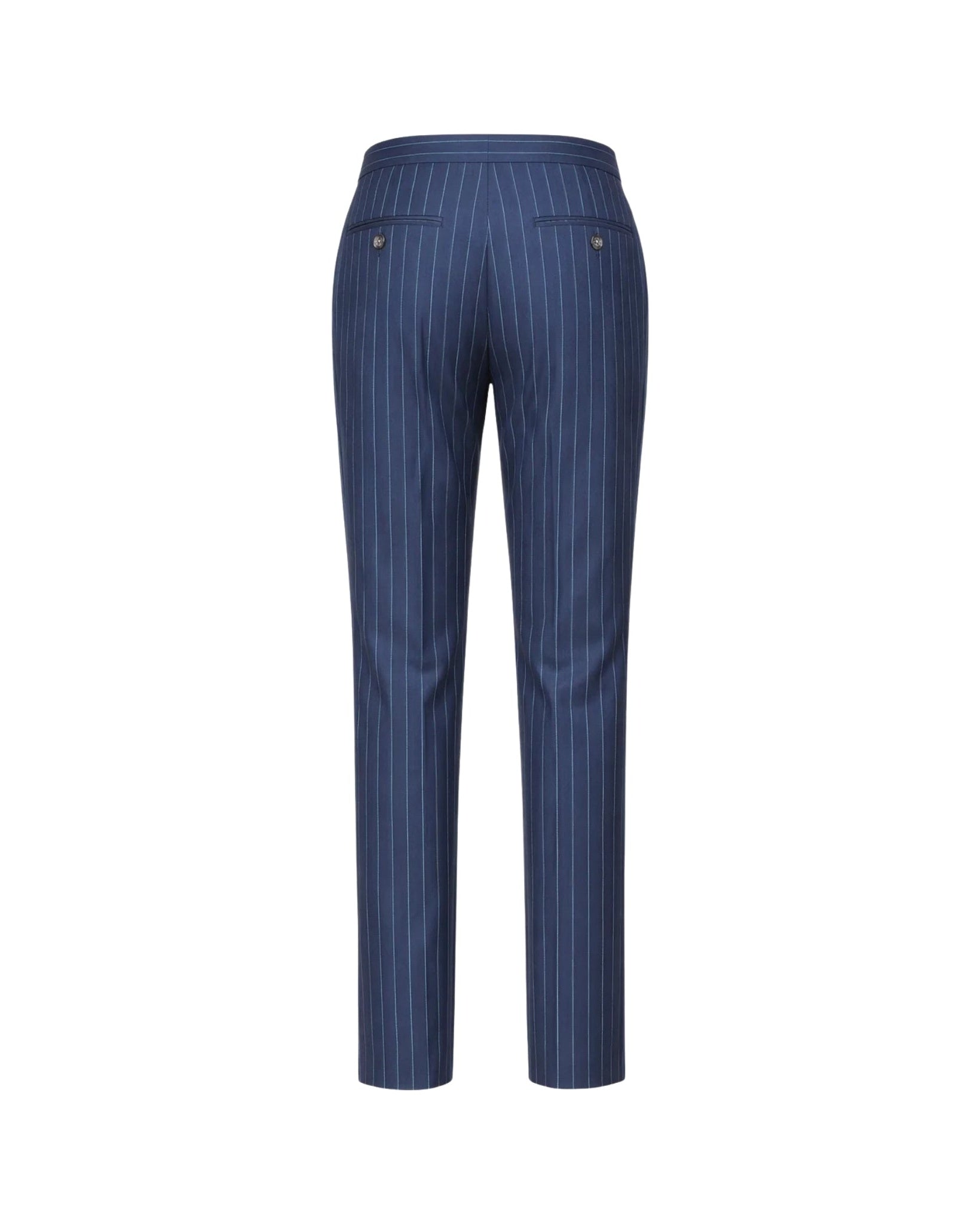 Tailory navy white pinstripe tailored dress trousers back view