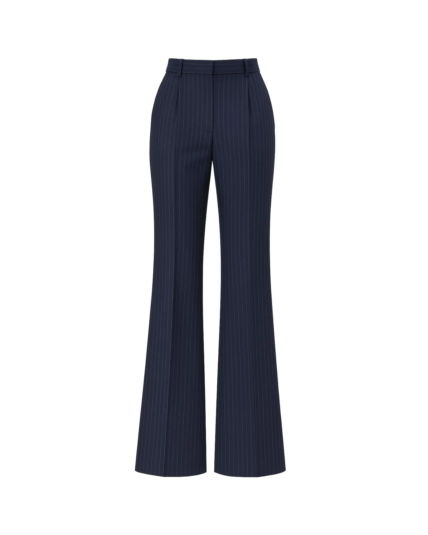 Navy/White Pinstripe Wide-Leg Trousers | The Tailory New York