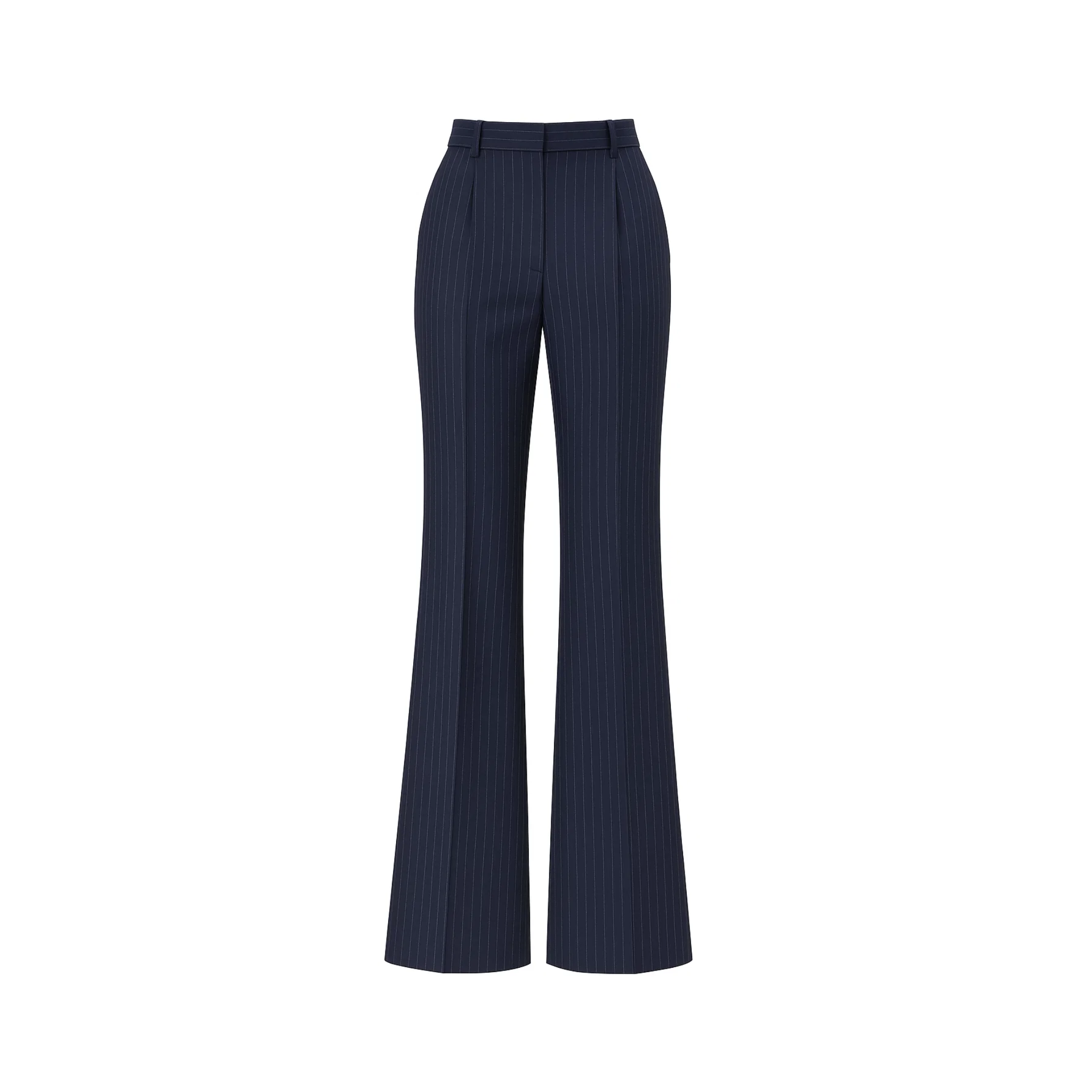 Tailory navy white pinstripe wide-leg trousers front view