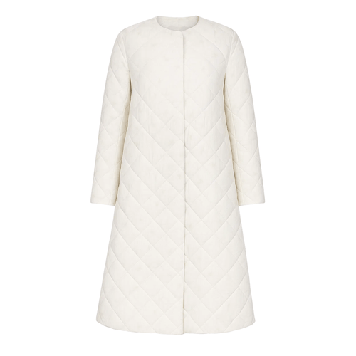 Ivory Loro Piana Lotus Print Quilted Puffer Coat