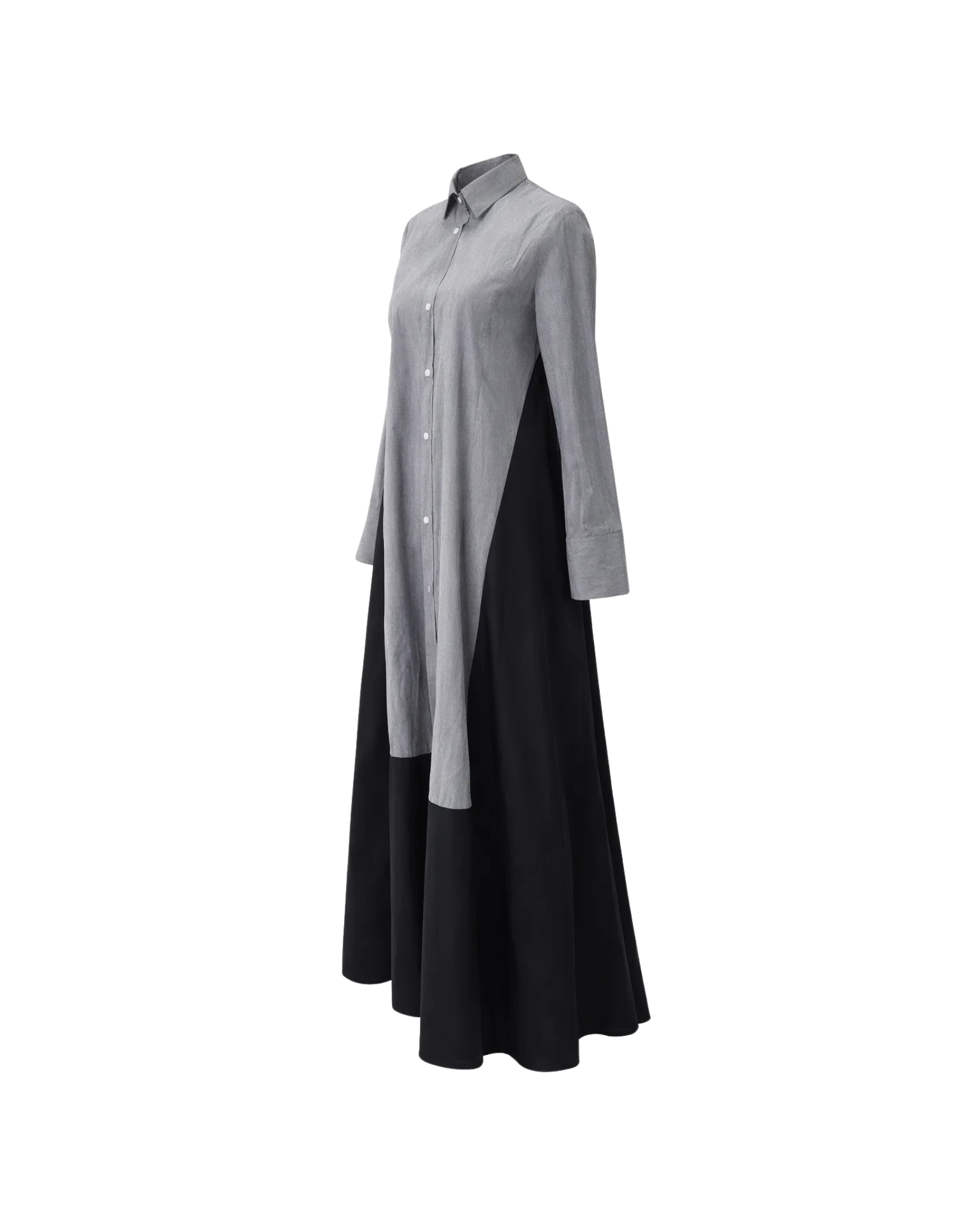 Tailory grey and black paneled shirt dress side view