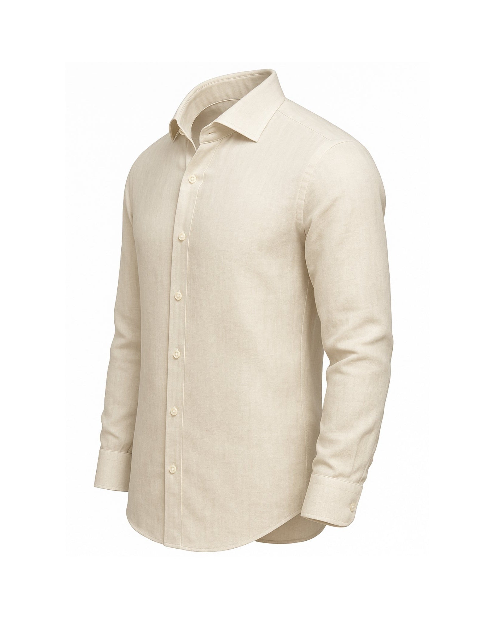Tailory cream linen tailored men’s shirt side view