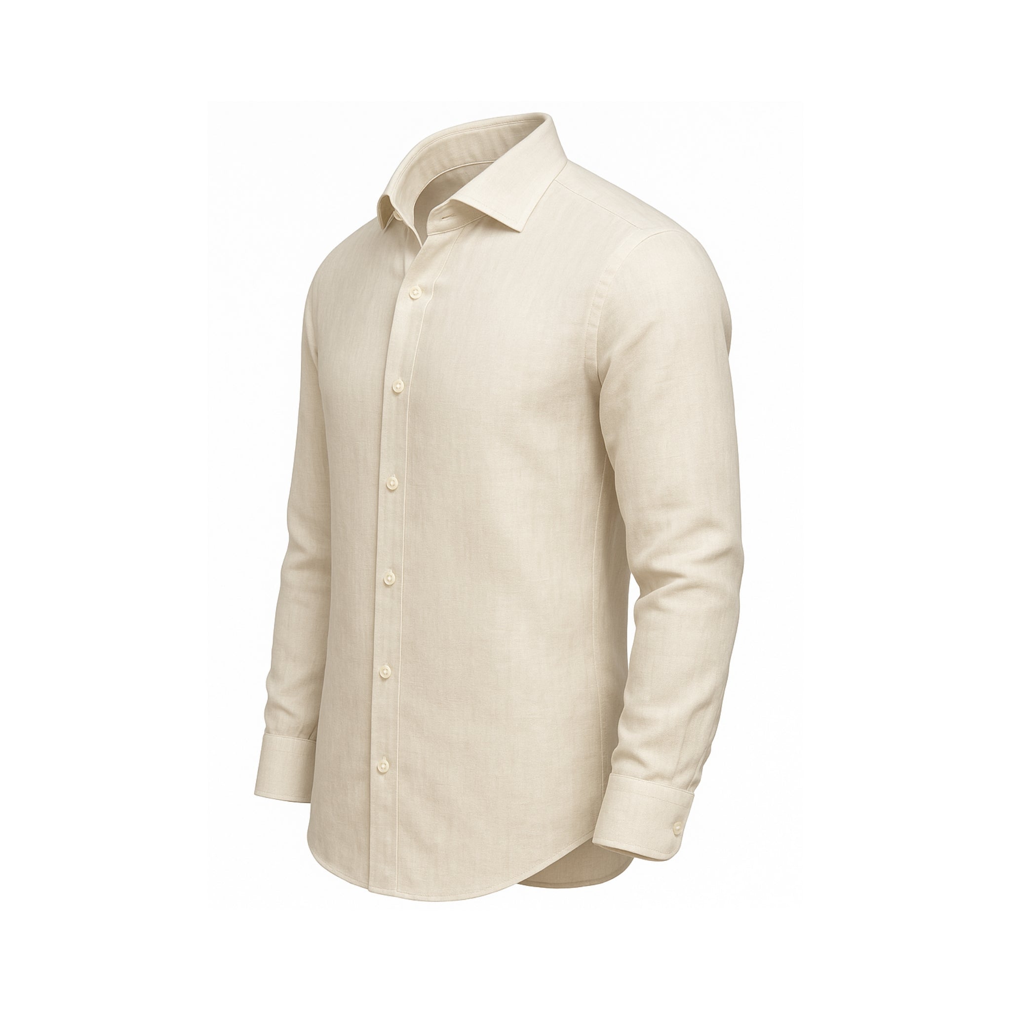 Tailory cream linen tailored men’s shirt side view