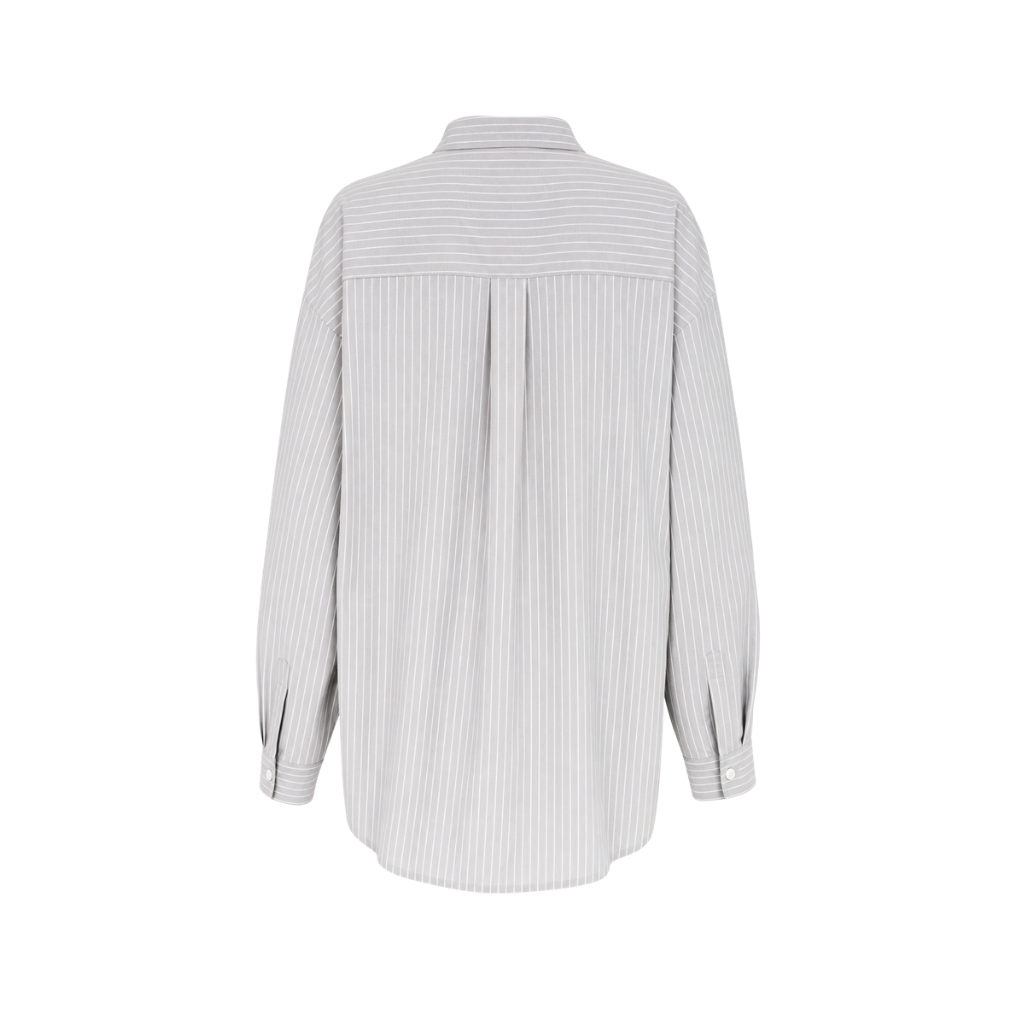 The Tailory New York grey striped Loro Piana cotton oversized shirt back view