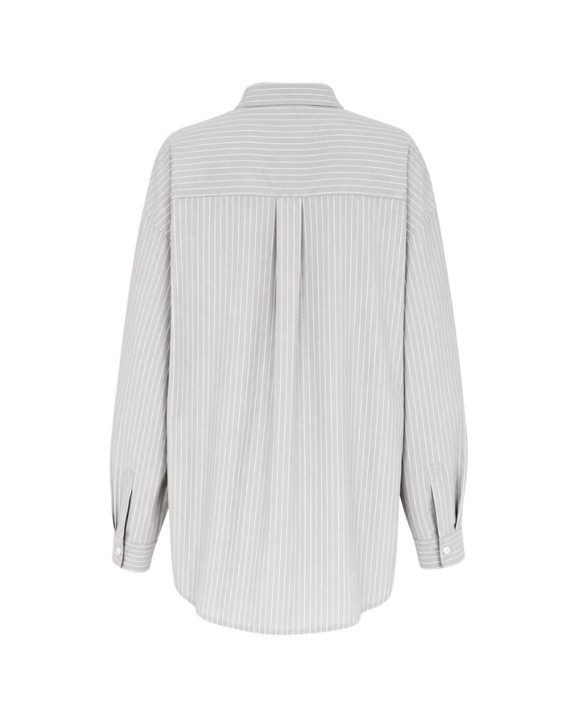 The Tailory New York grey striped Loro Piana cotton oversized shirt back view
