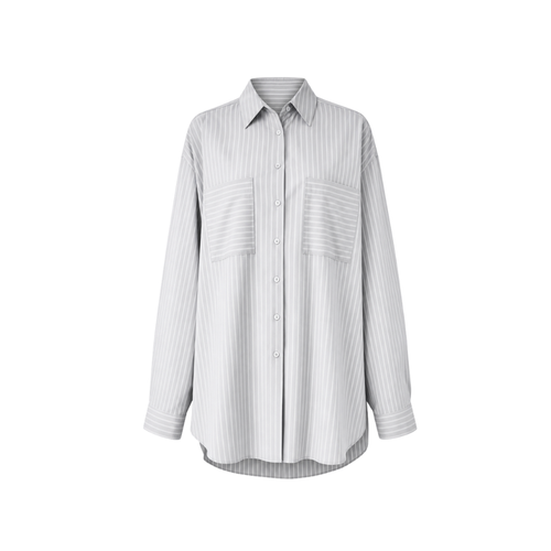 Grey Striped Loro Piana Cotton Oversized Shirt