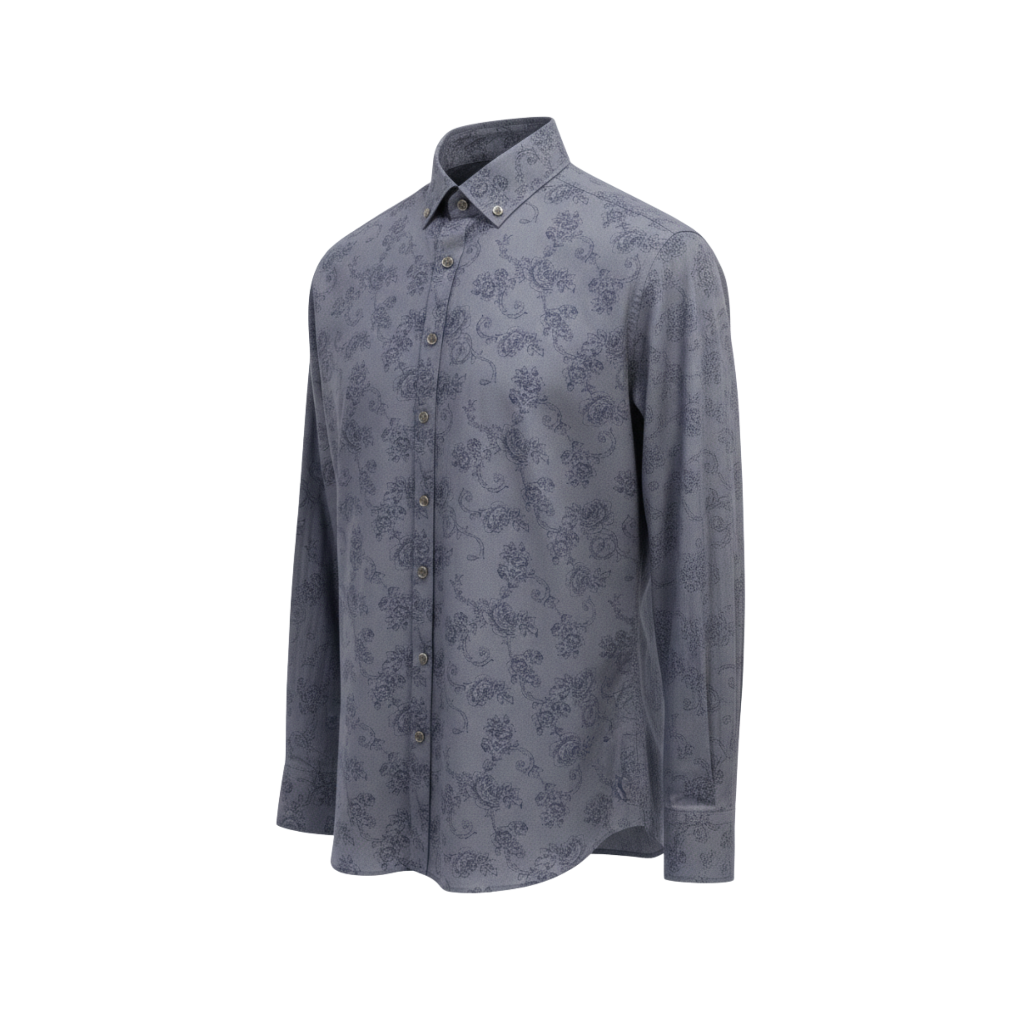 Tailory grey tonal floral tailored shirt side view