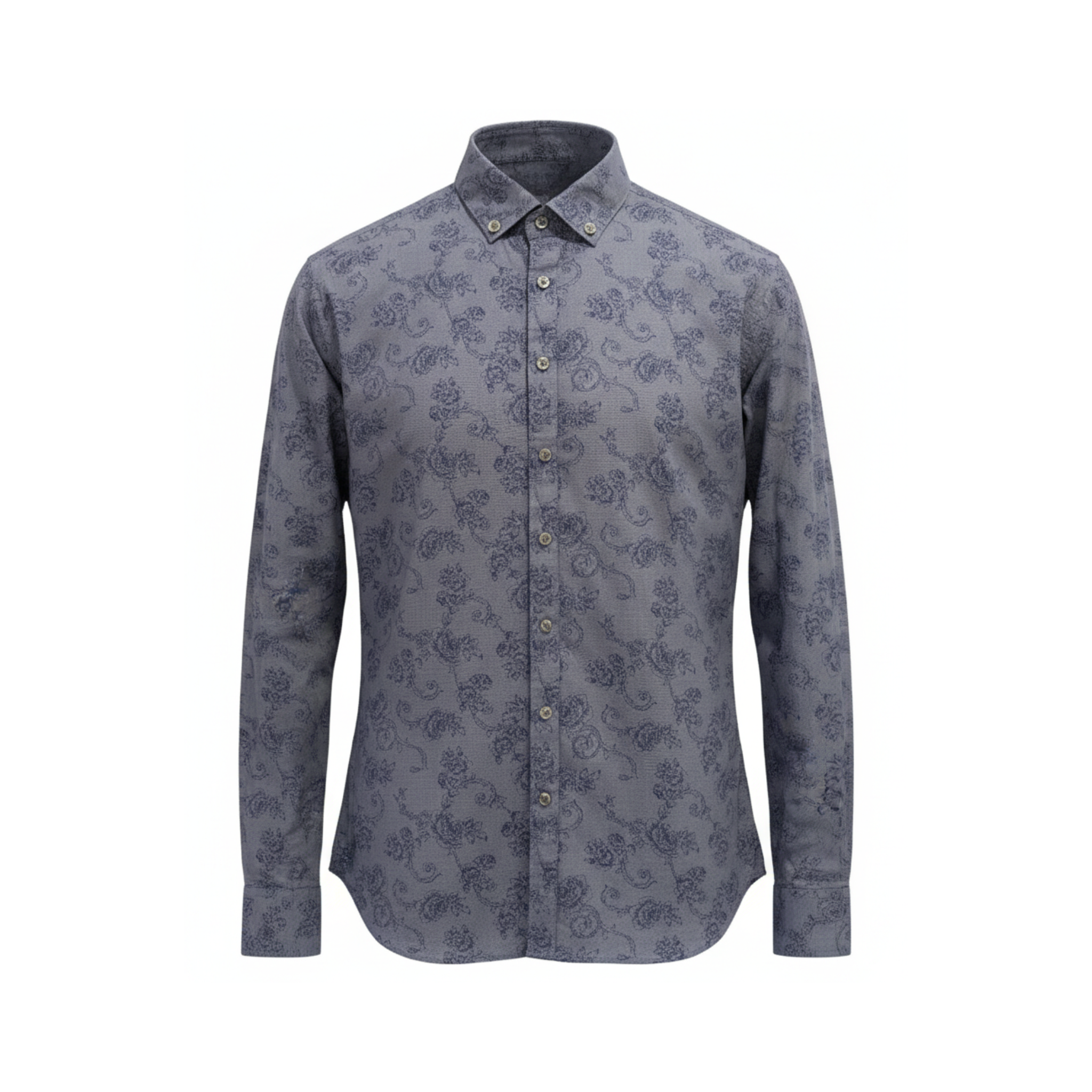 Tailory grey tonal floral print tailored shirt front view