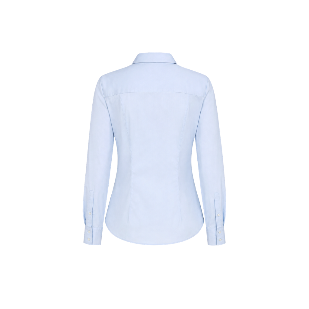 The Tailory New York pale blue Loro Piana cotton fitted shirt back view