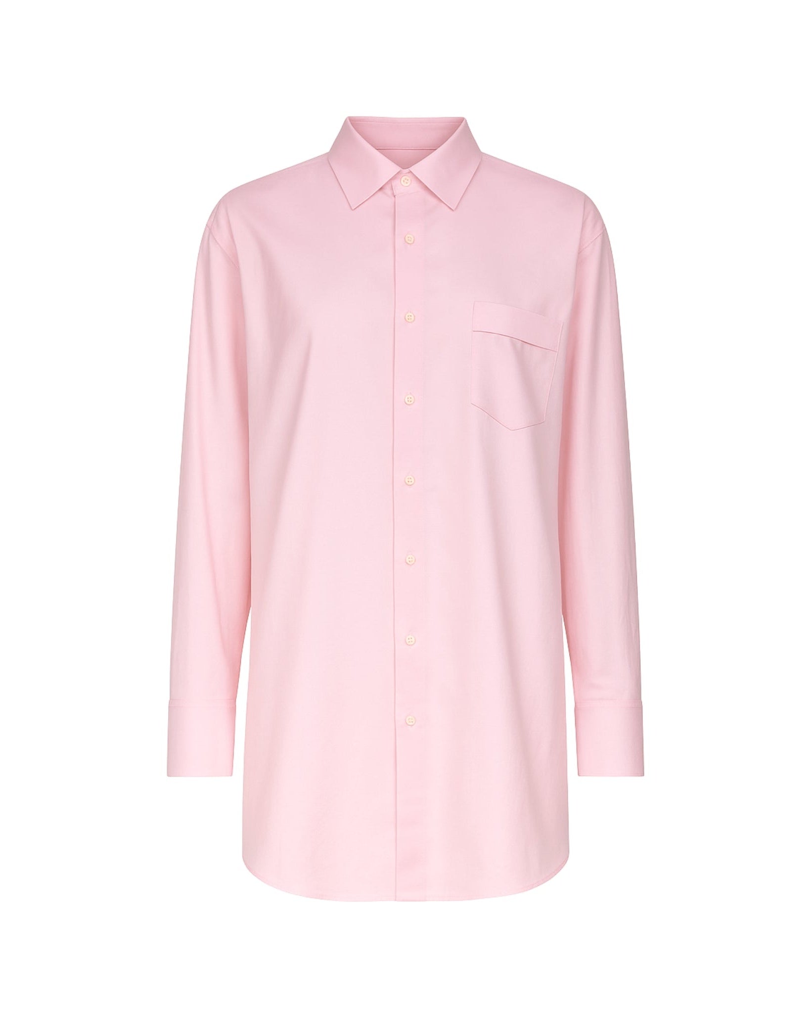 Tailory pink tunic length shirt with point collar front view