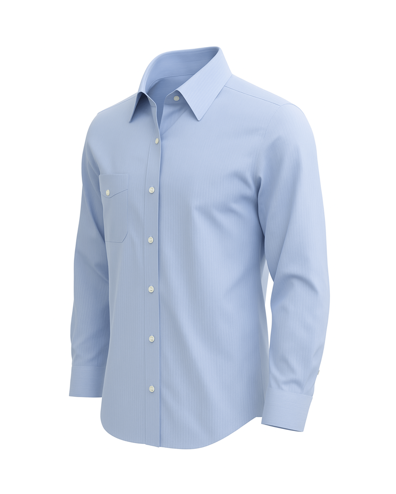 Tailory light blue pinstripe dress shirt side view