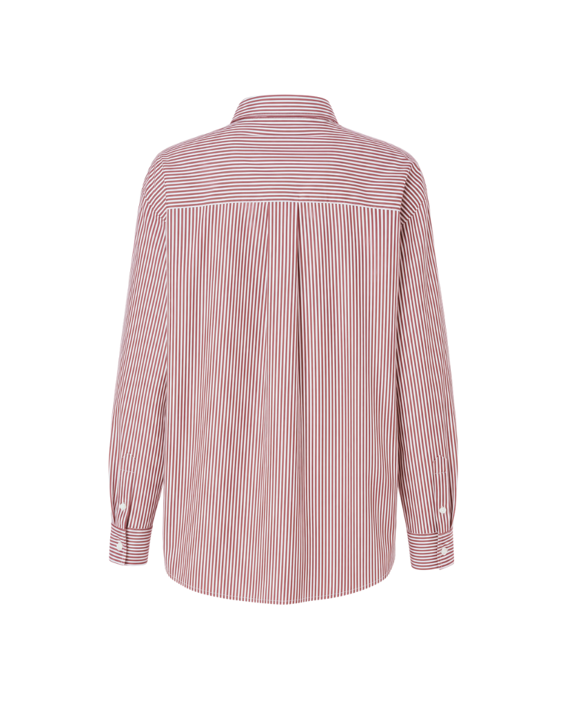 The Tailory New York red striped Loro Piana cotton oversized shirt back view