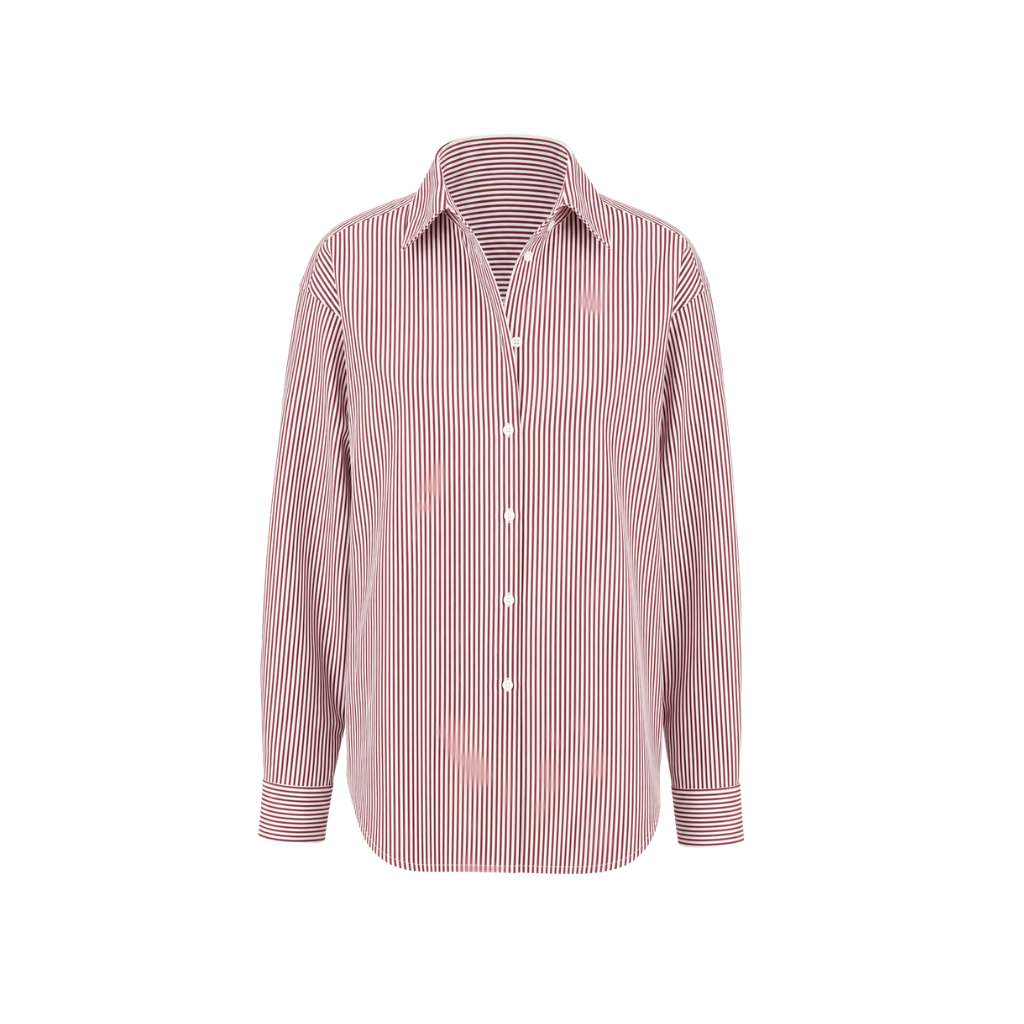 The Tailory New York red striped Loro Piana cotton oversized shirt front view